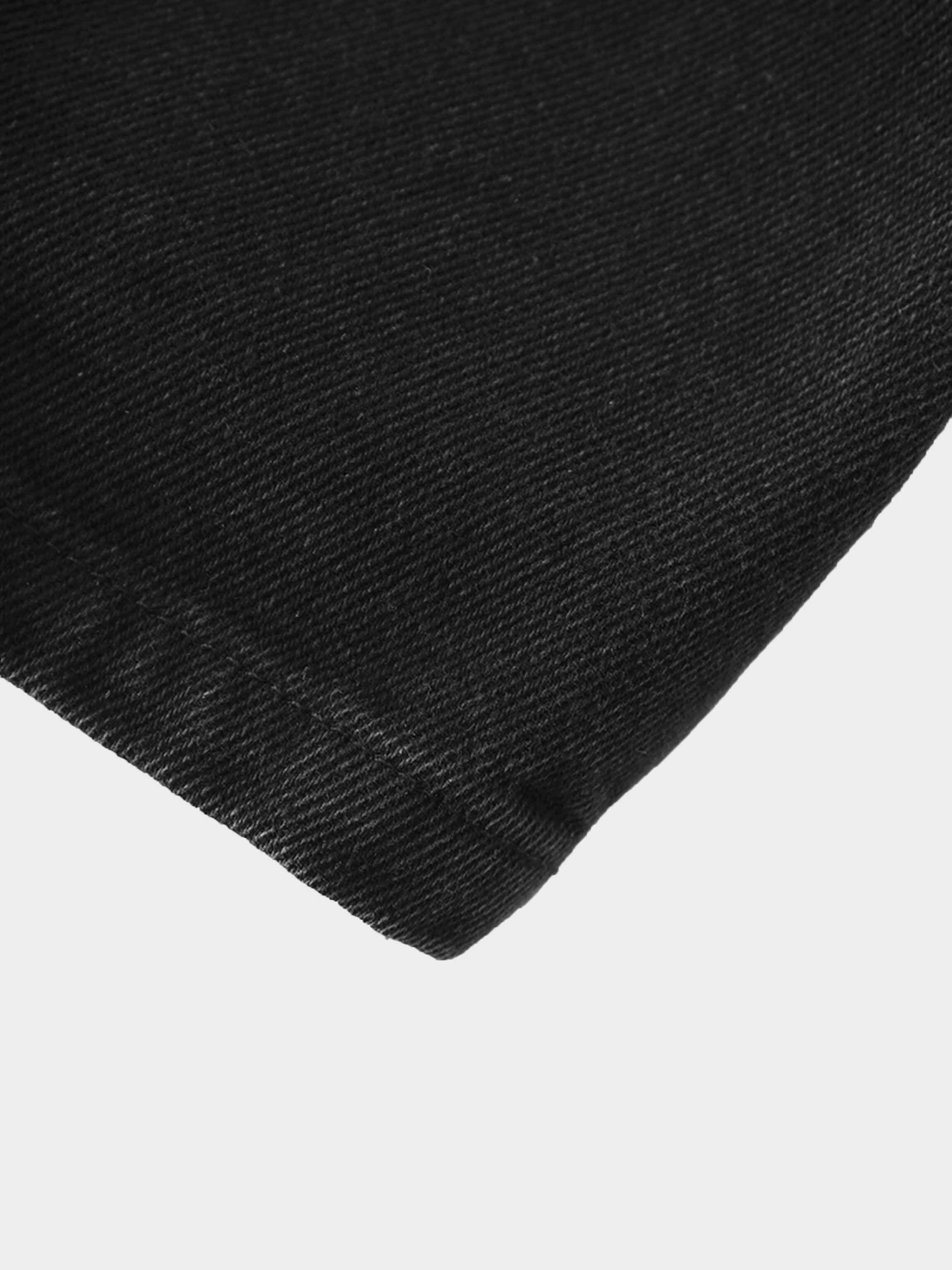 Black denim shorts fabric close-up