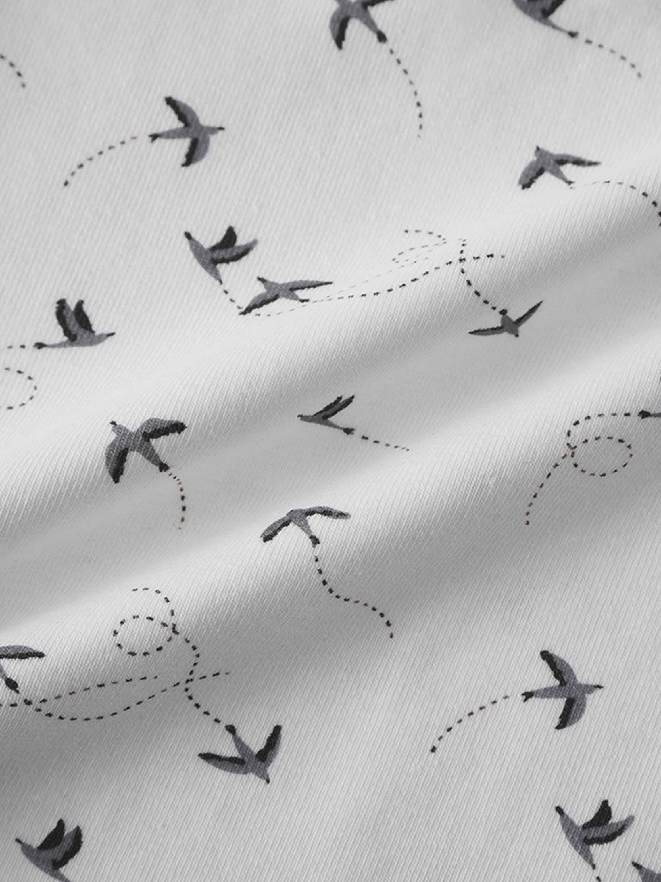 Grey swallows on off-white fabric for girls