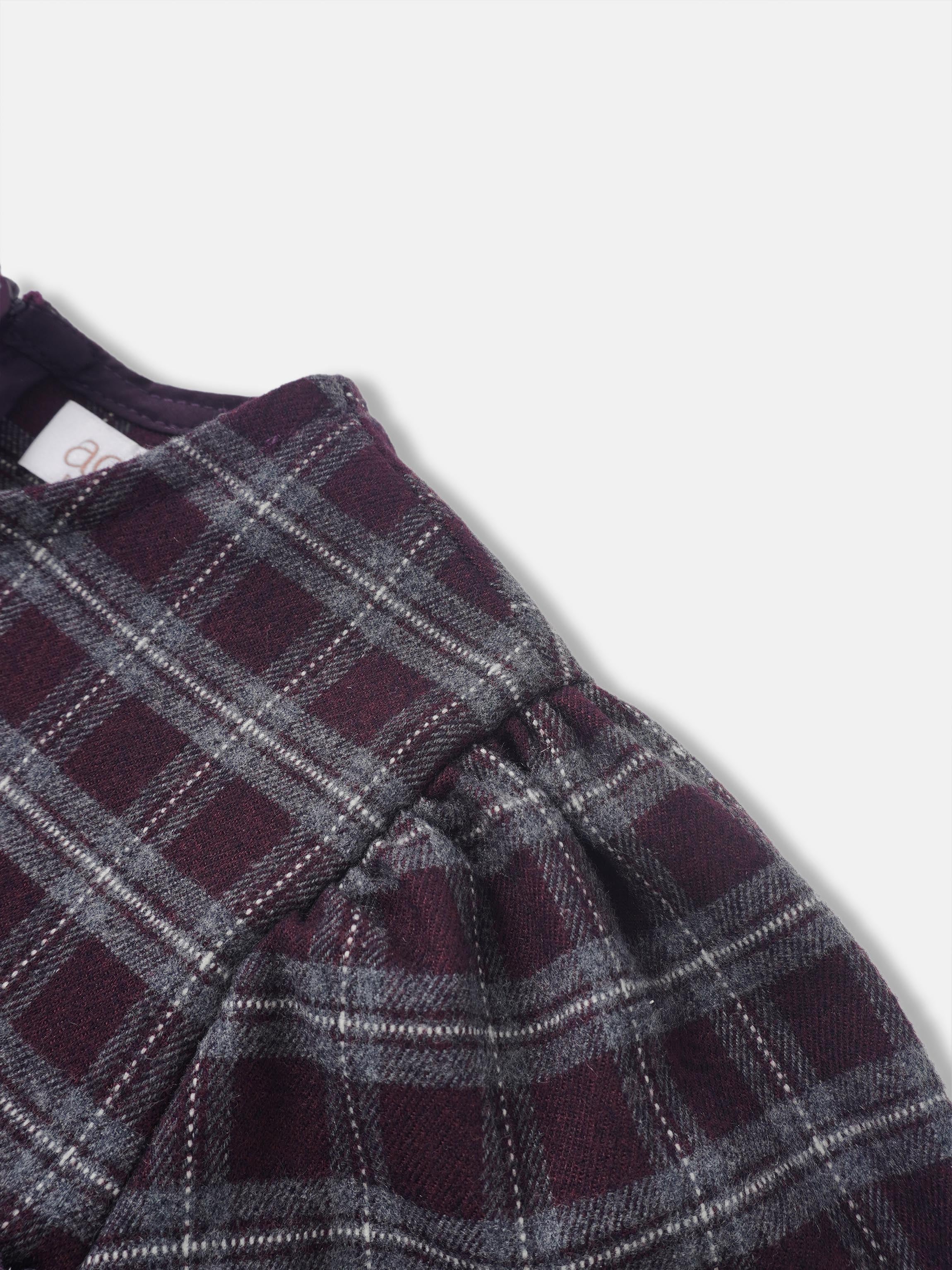 Plaid Dress - Burgundy for girls by Adee; dressy garment in burgundy plaid fabric