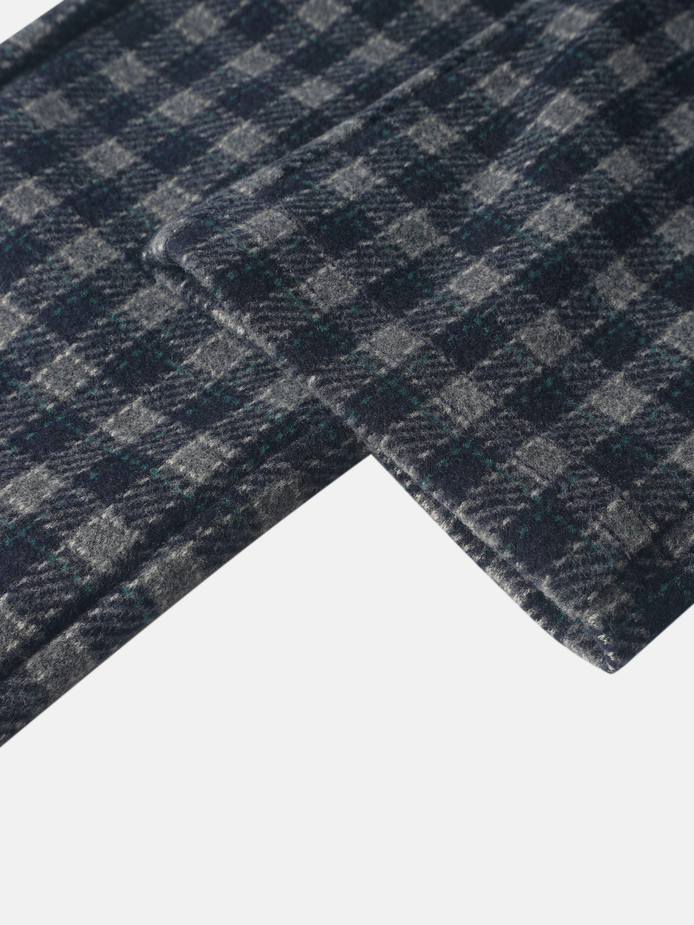 Plaid navy dressy pants for boys with a textured fabric