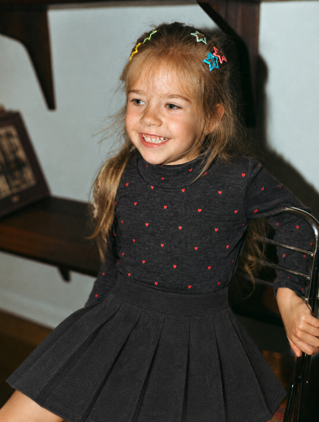 Corduroy pleated skirt for girls in grey by Adee brand