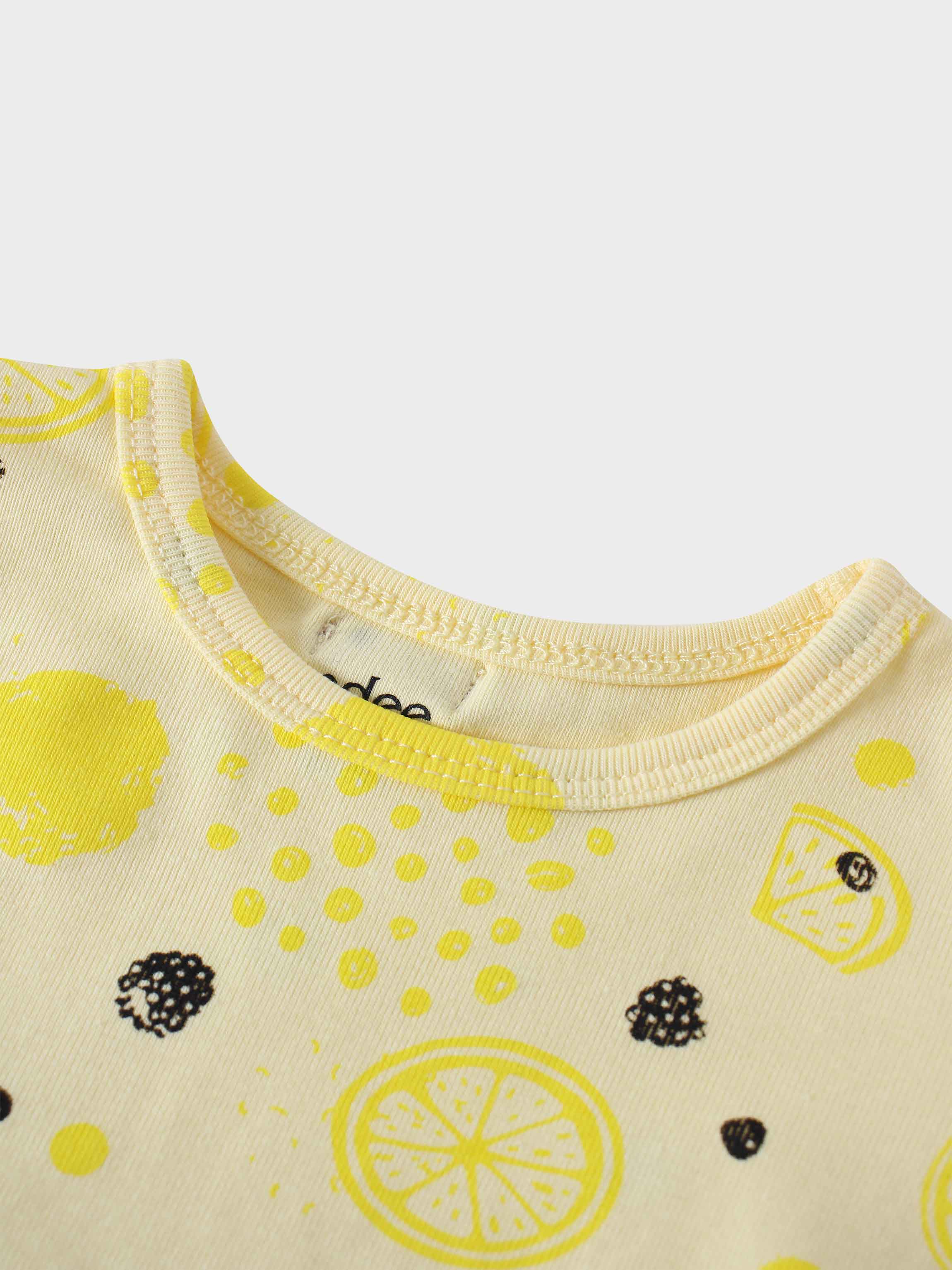 boys showcasing colorful citrus and blackberry pattern