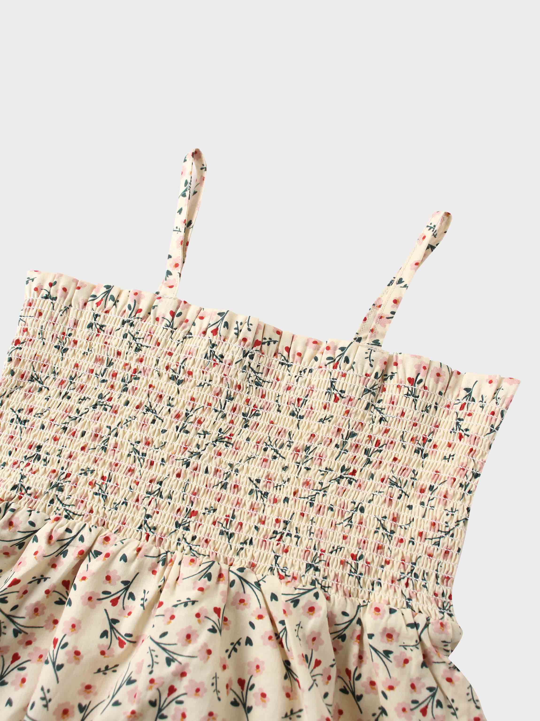 Light tan smocked floral dress