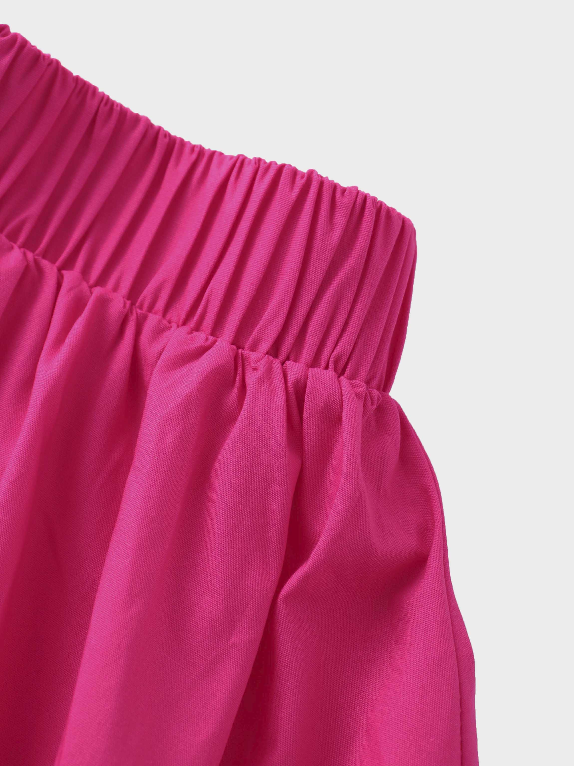 Pink cotton skirt waistband close-up