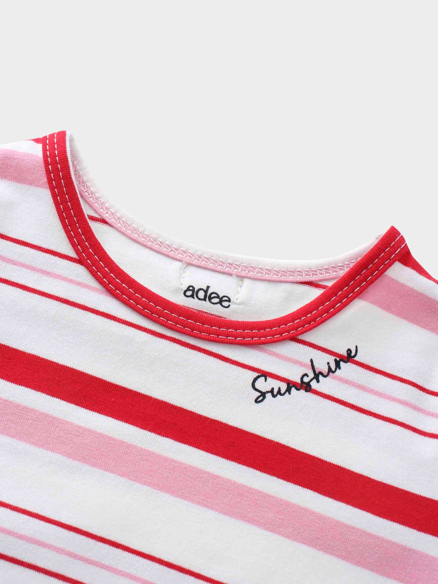 Pink and red striped girls shirt