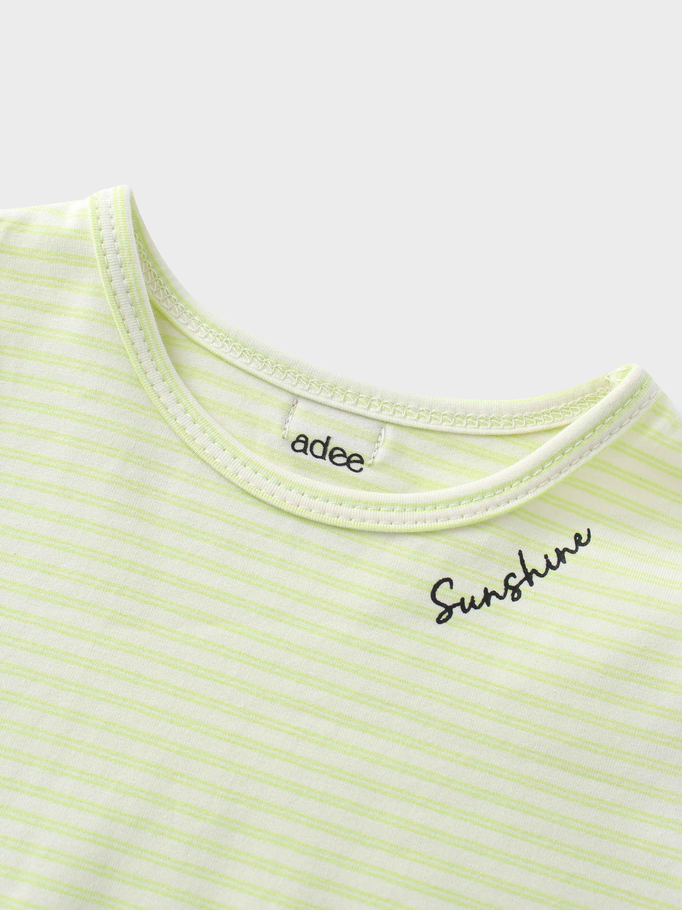 Yellow striped girls shirts neckline