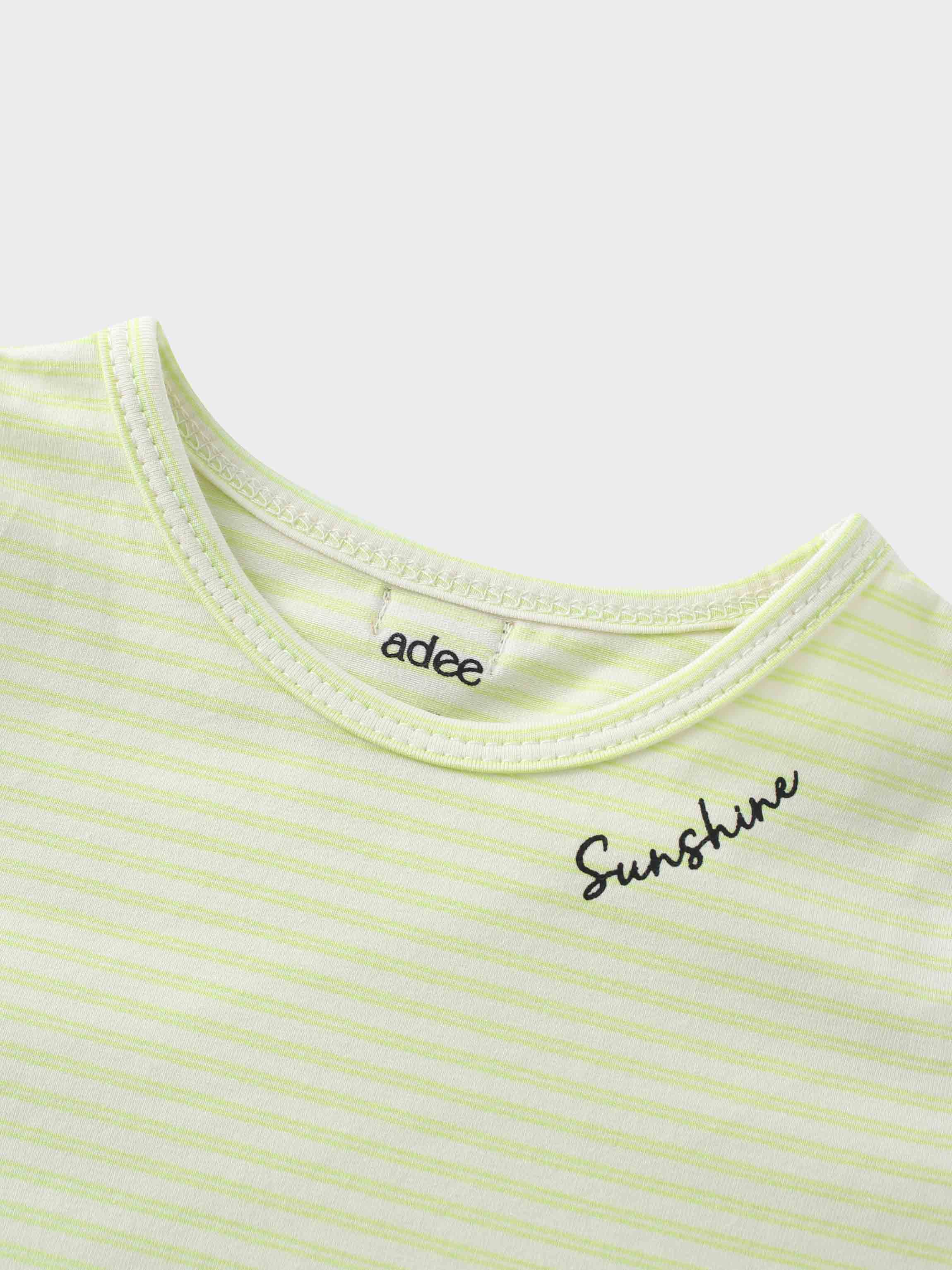 Yellow Striped 3/4 Sleeve T-Shirt