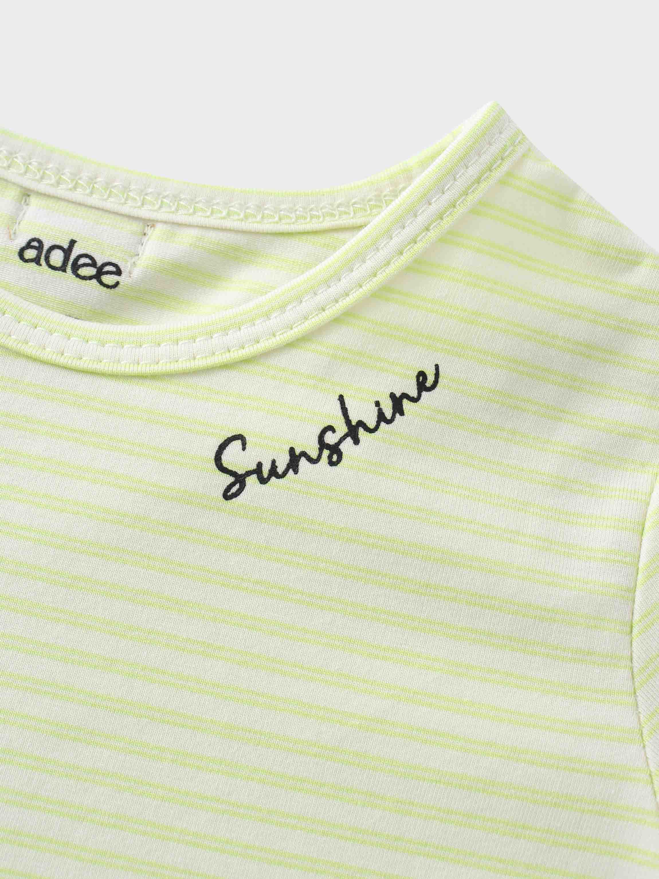 Yellow Striped 3/4 Sleeve T-Shirt
