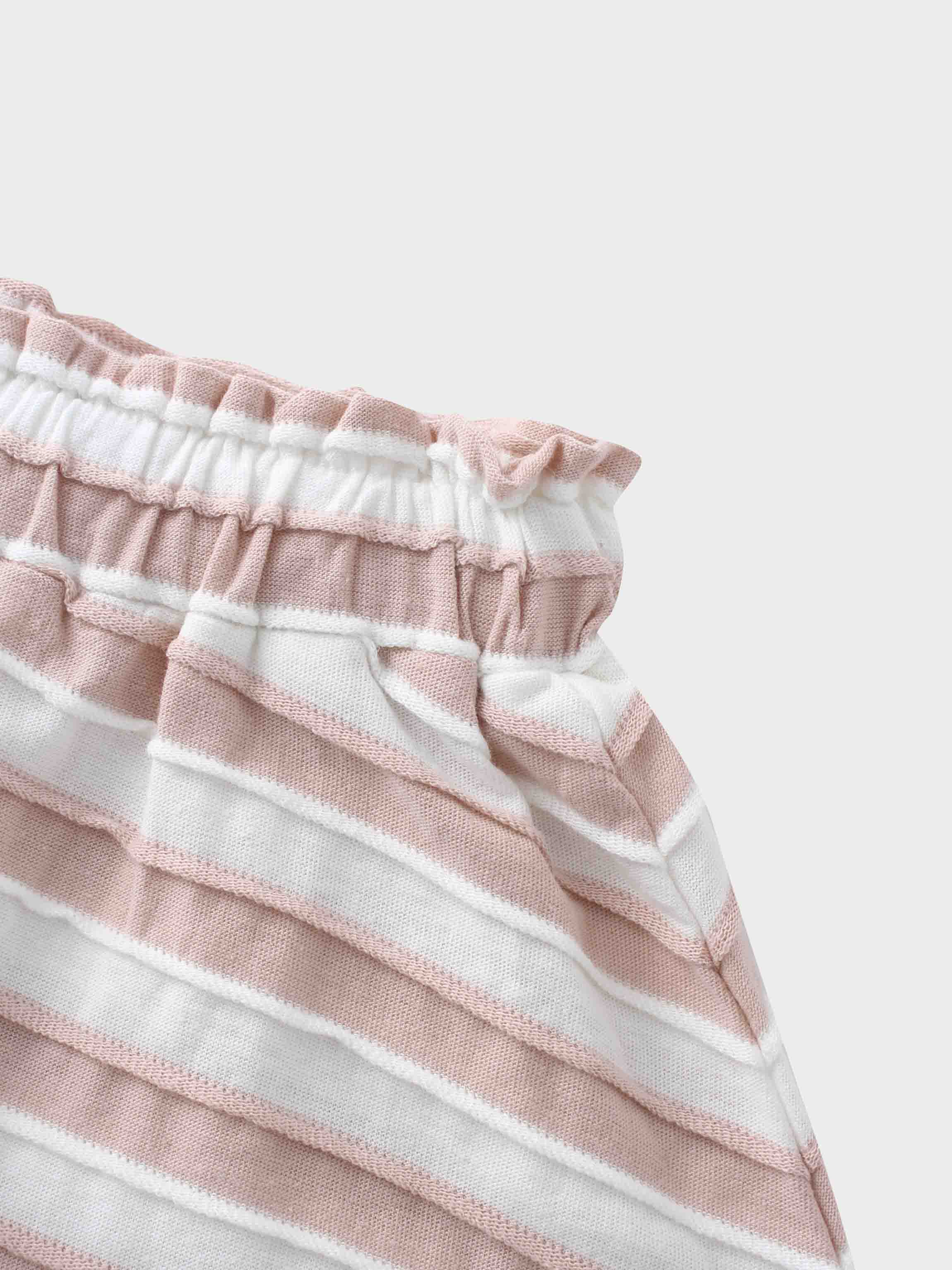 Striped Textured Skirt Set- 3/4 Sleeve