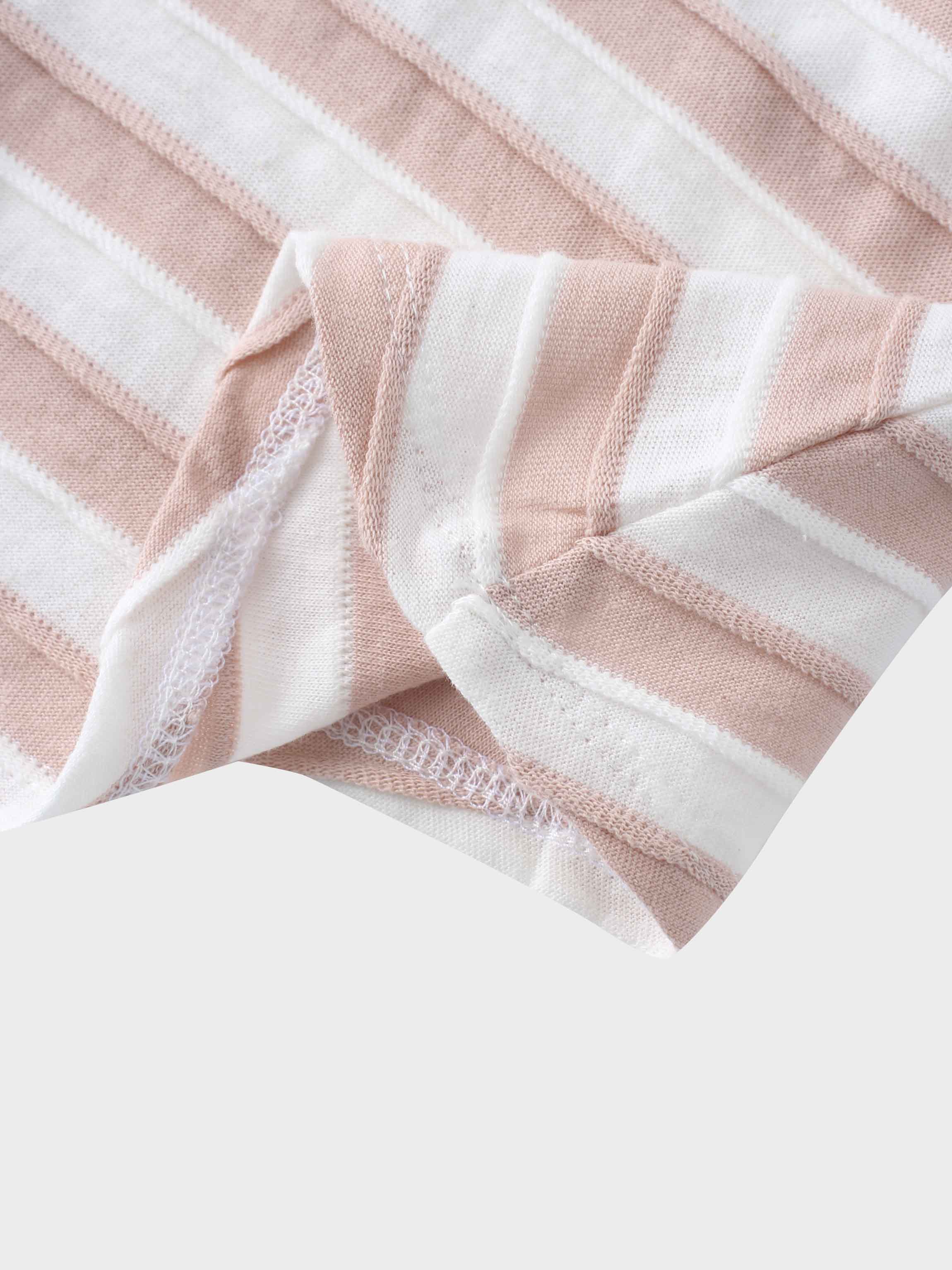 Striped Textured Skirt Set- 3/4 Sleeve