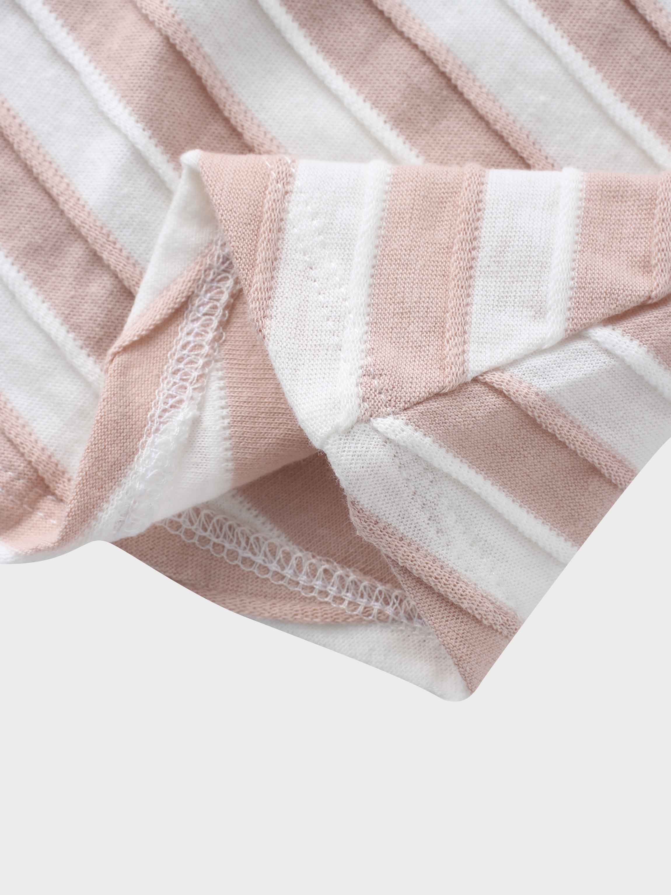 Striped Textured Skirt Set- Short Sleeve
