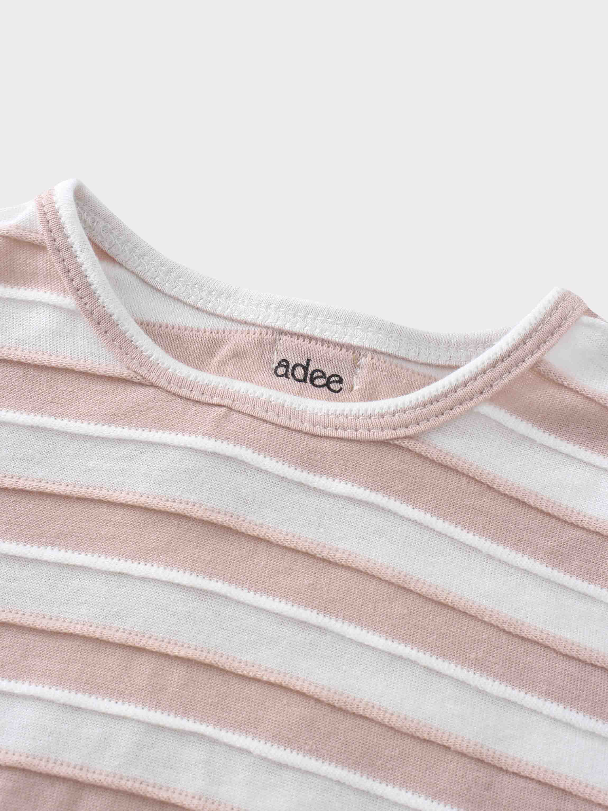 Striped Textured Skirt Set- Short Sleeve