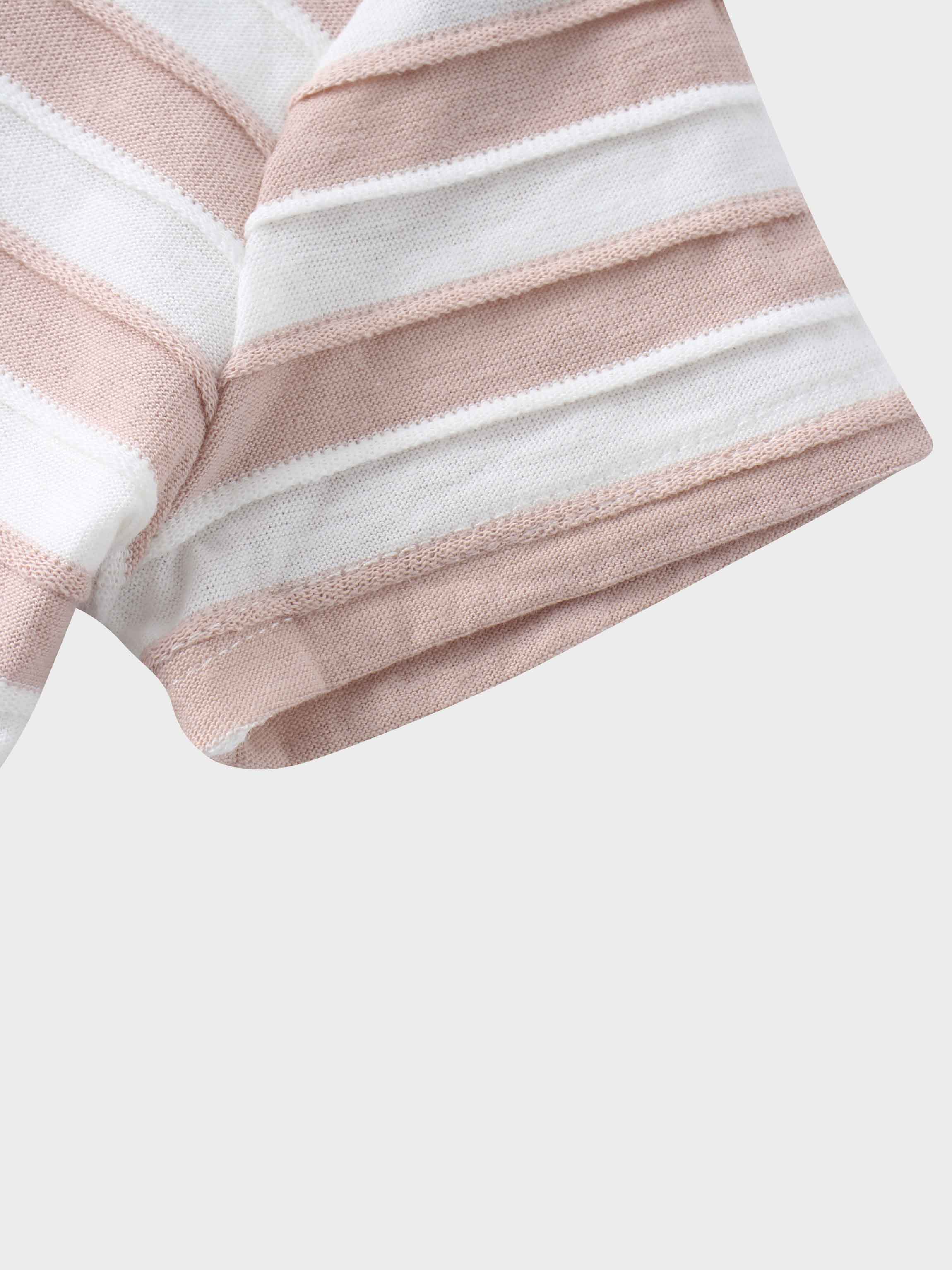 Striped Textured Skirt Set- Short Sleeve