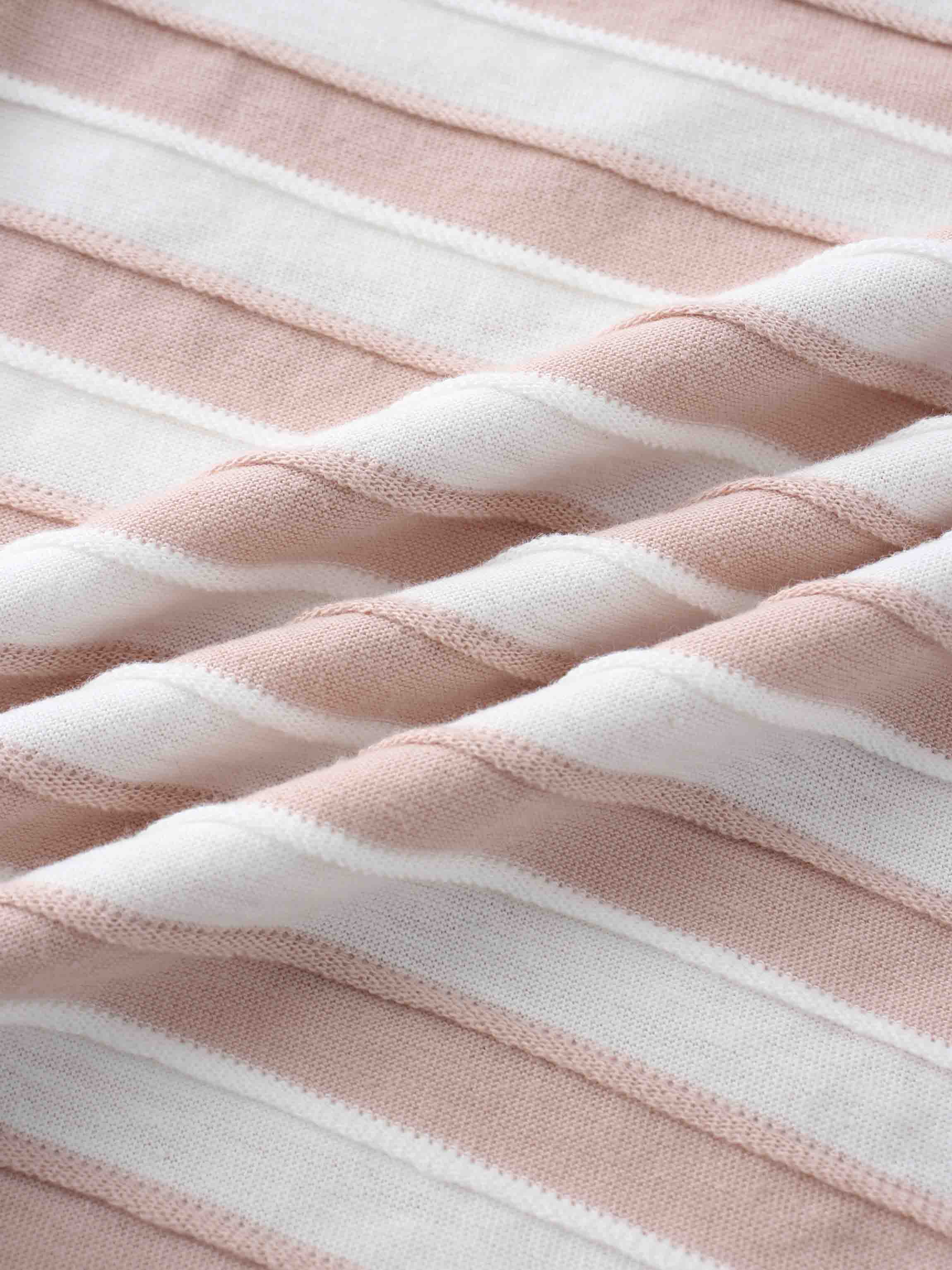 Striped Textured Skirt Set- Short Sleeve
