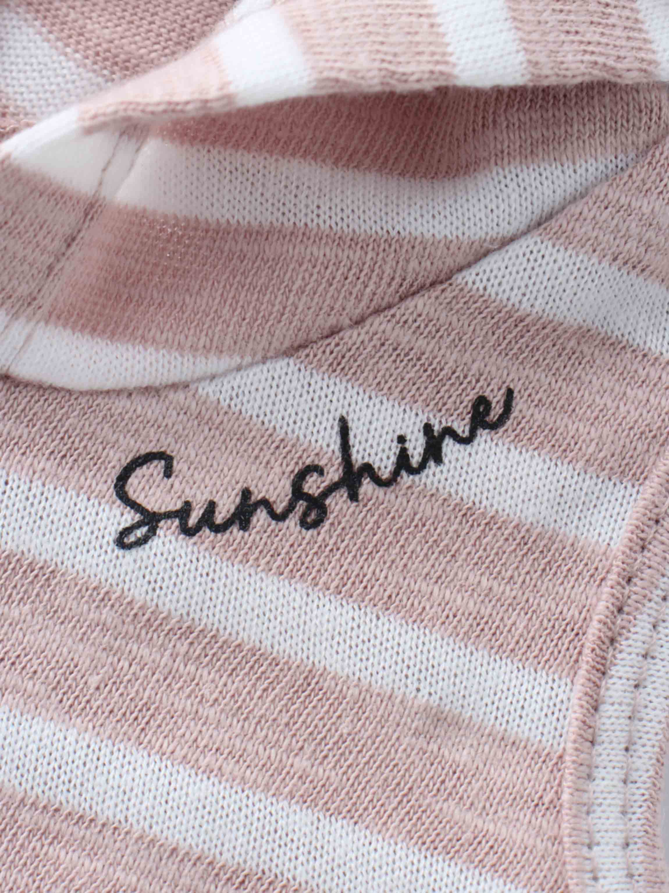 Pastel pink striped tank with "Sunshine" embroidery