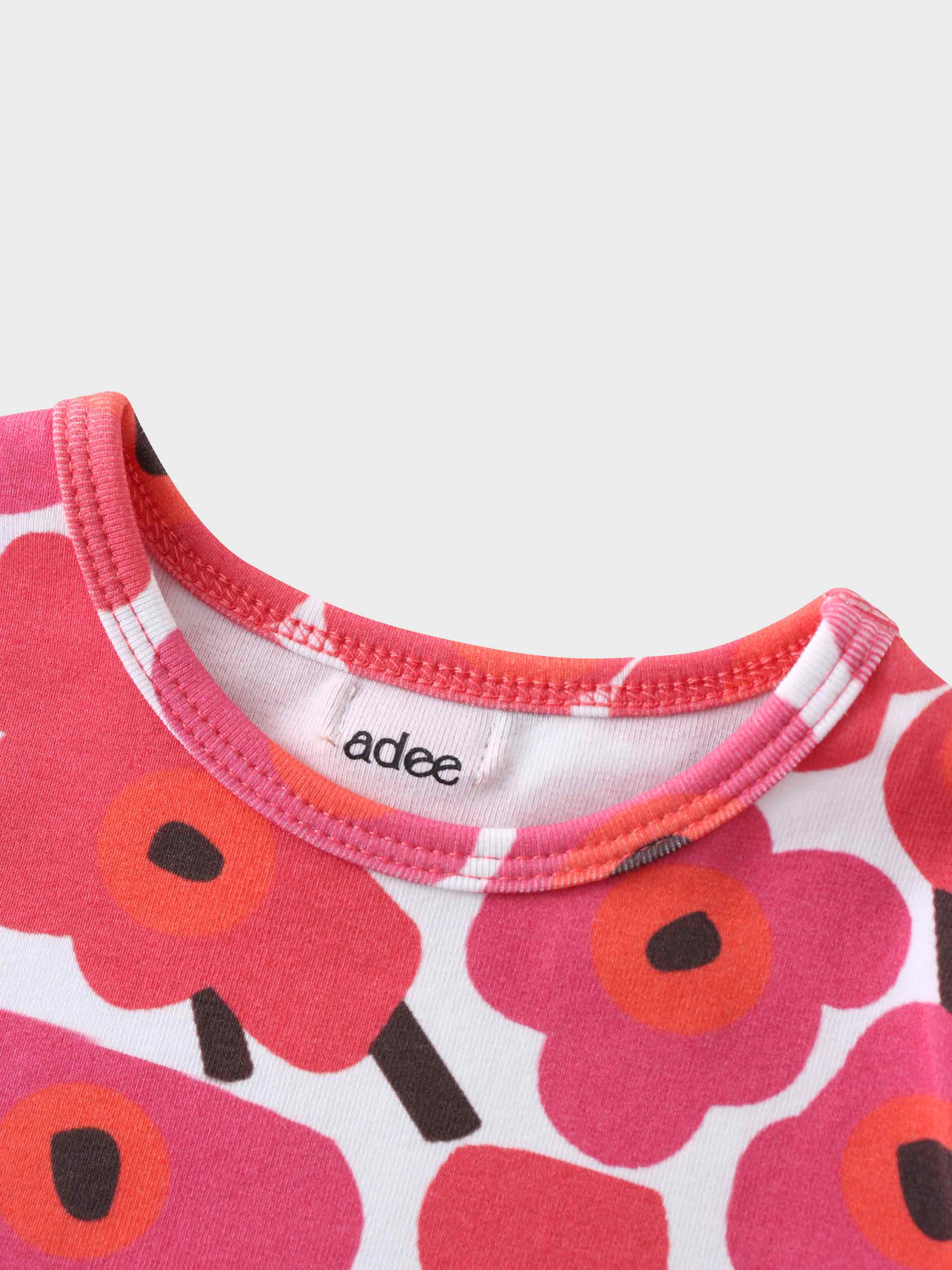Girls shirts pink floral neckline