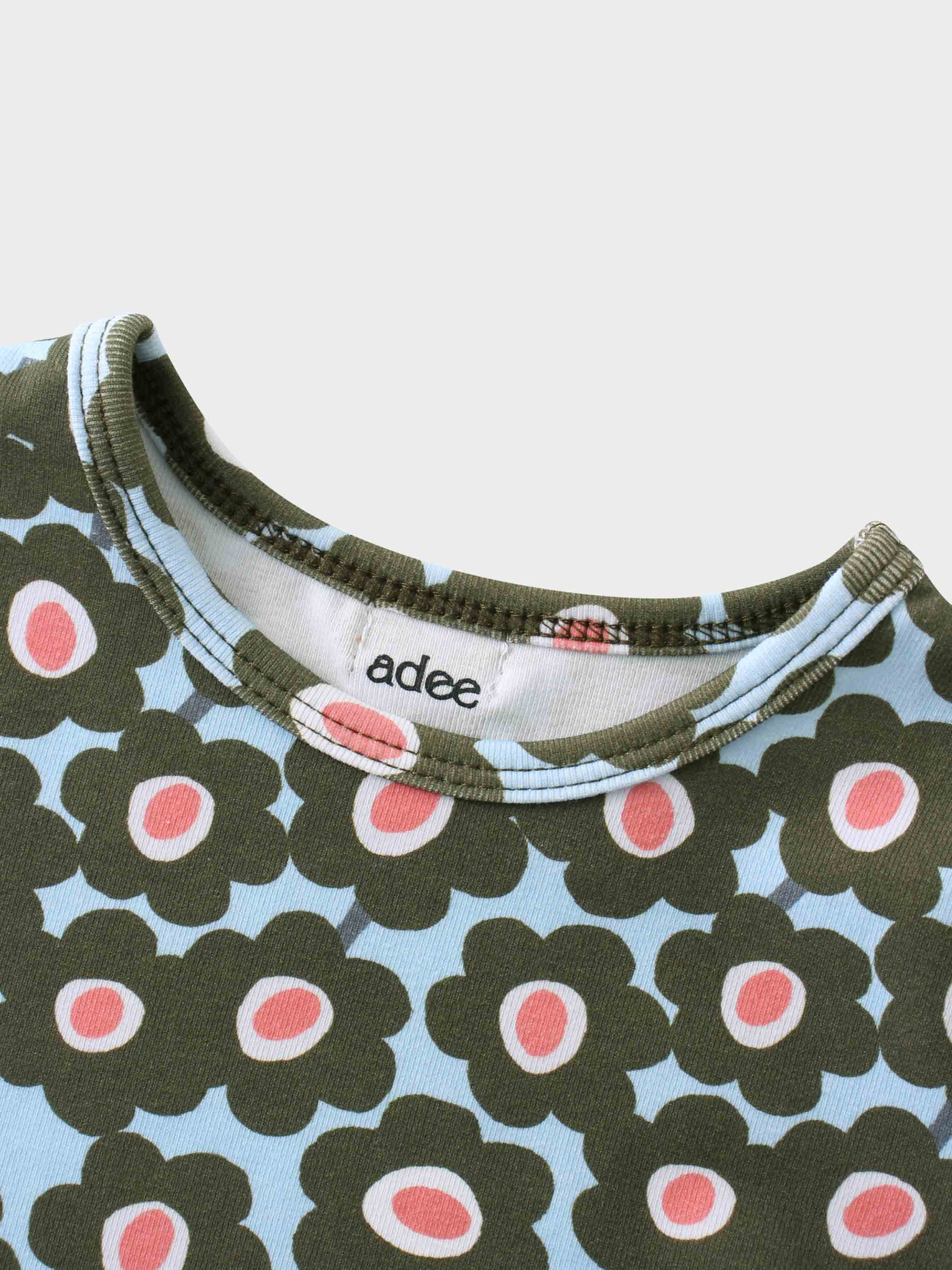 Green flower print girls shirt