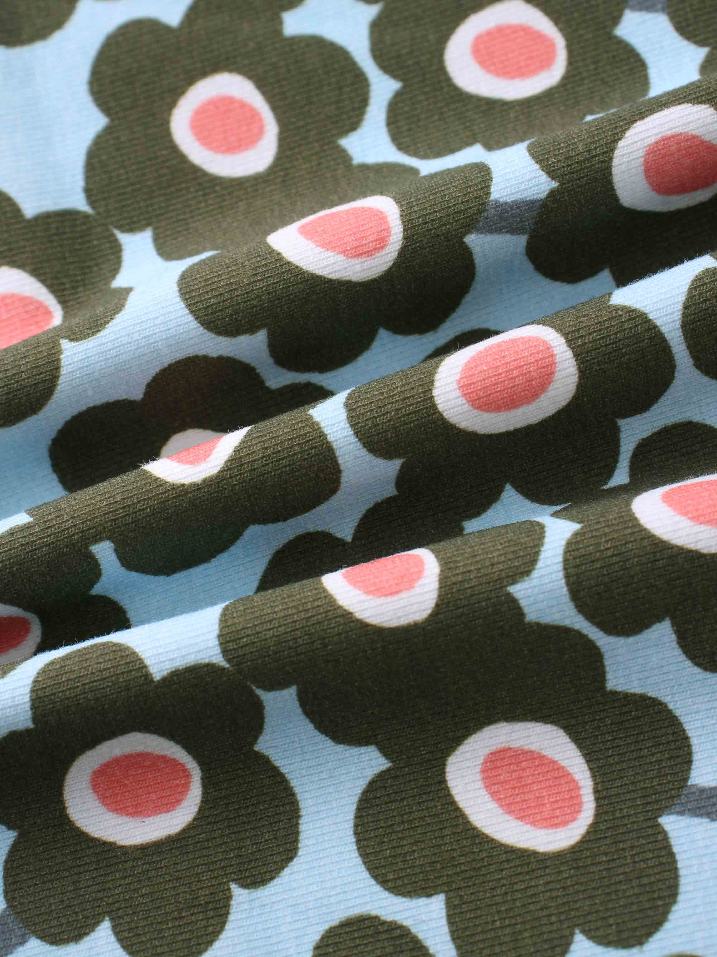 Green flower print fabric for girls shirts