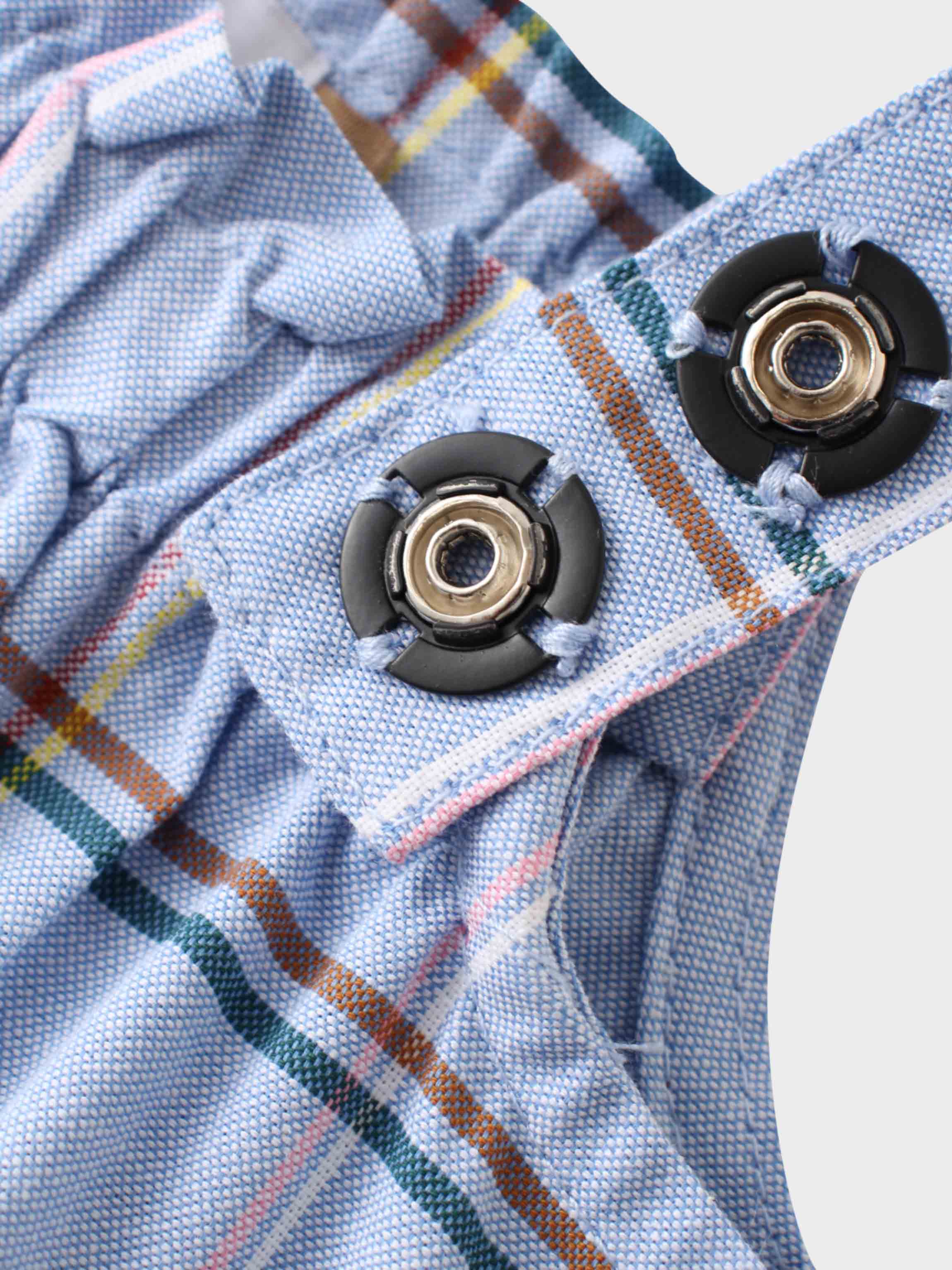 Cotton plaid romper buckle straps for baby