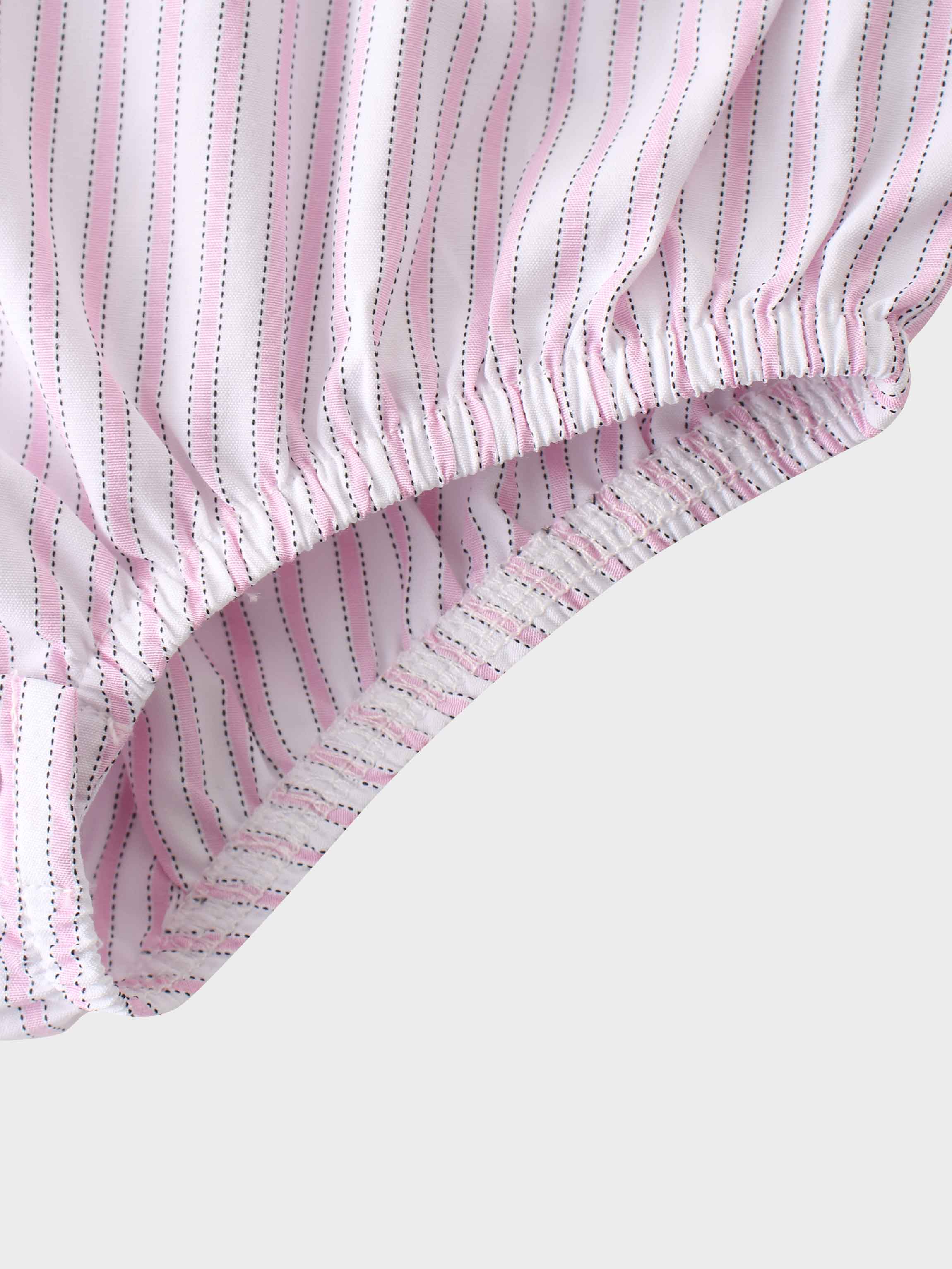 Baby romper pink striped fabric