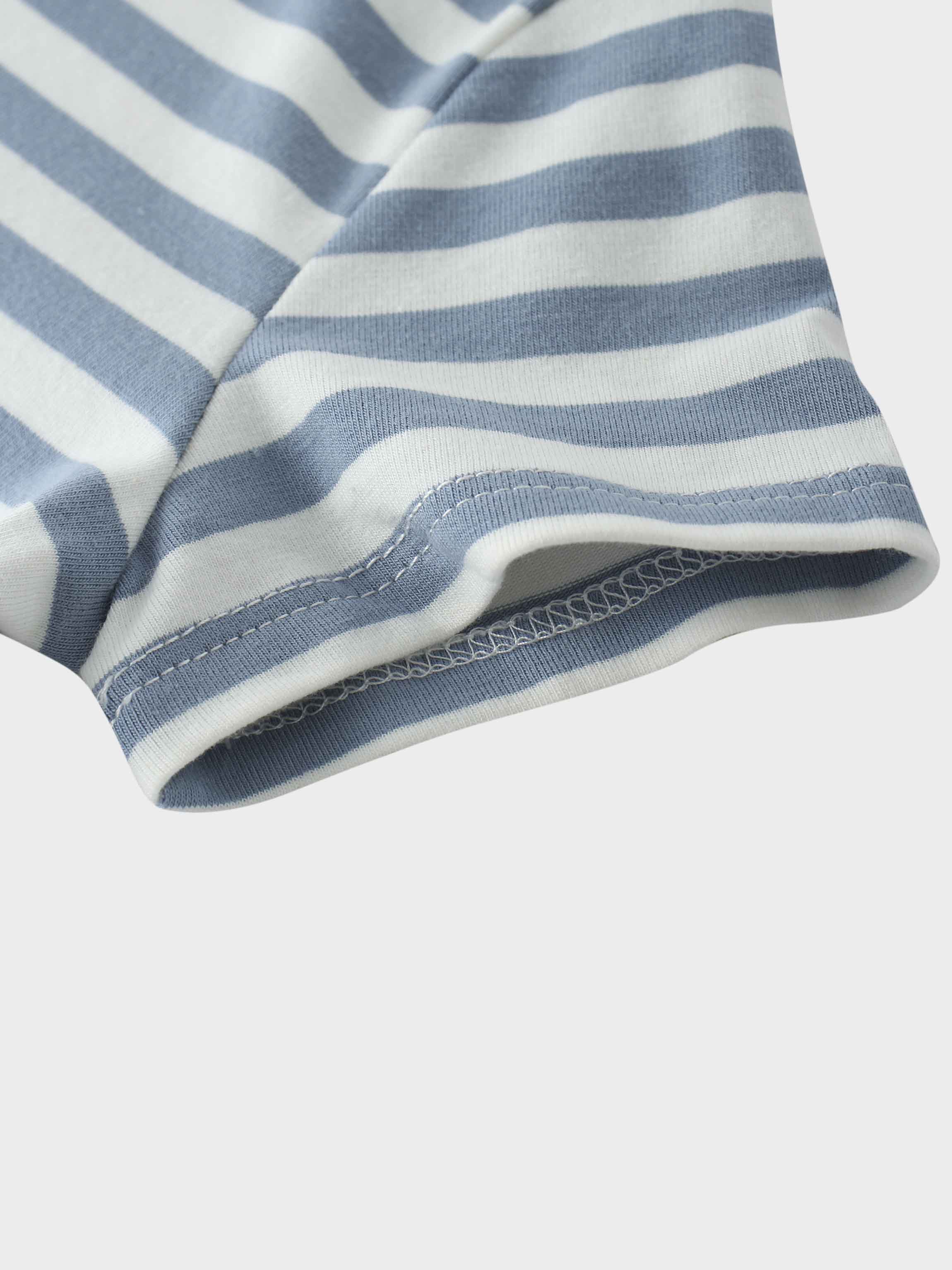 Striped blue and white T-shirt sleeve