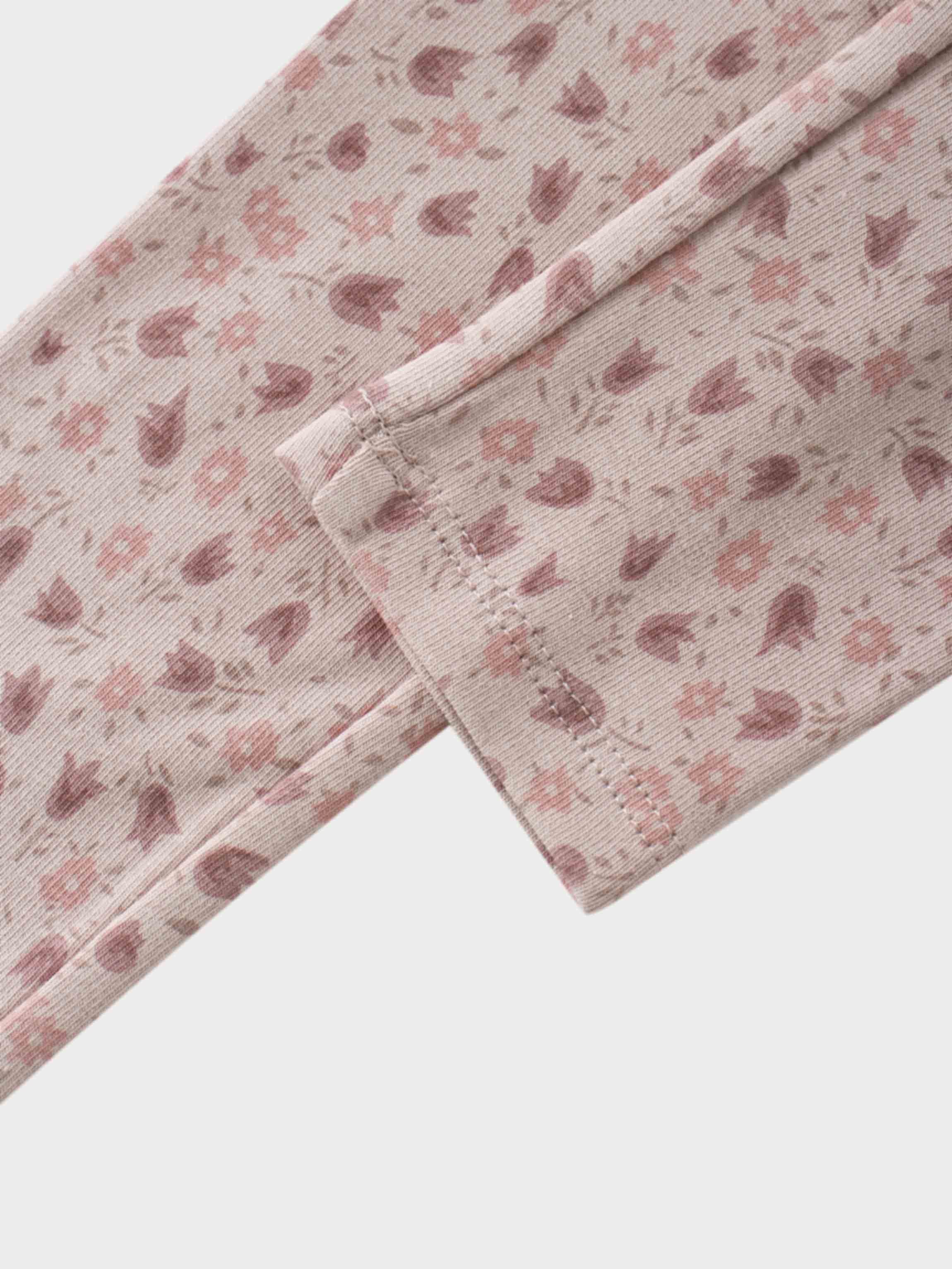 Purple floral print girls leggings