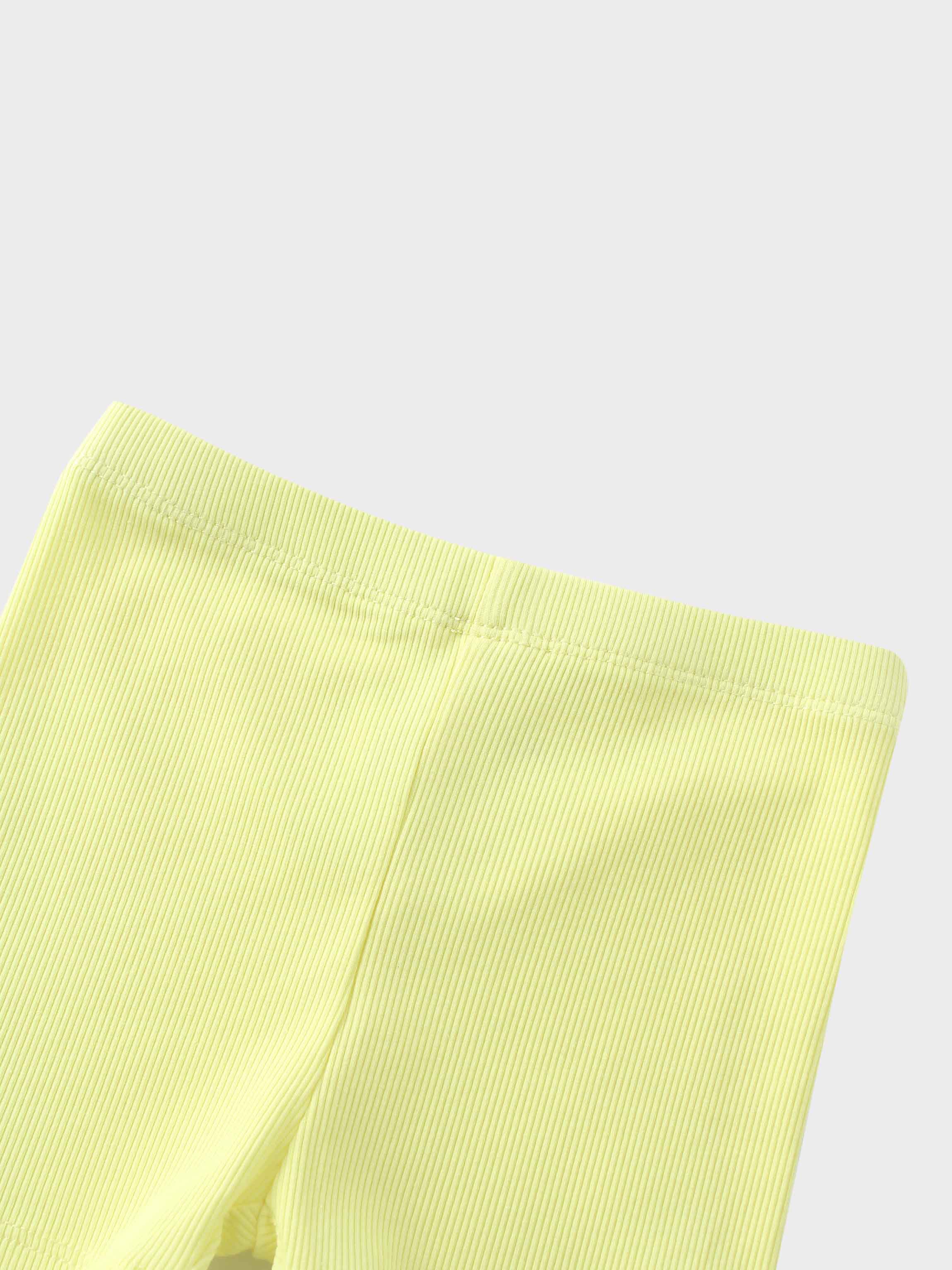 Yellow ribbed shorts for kids