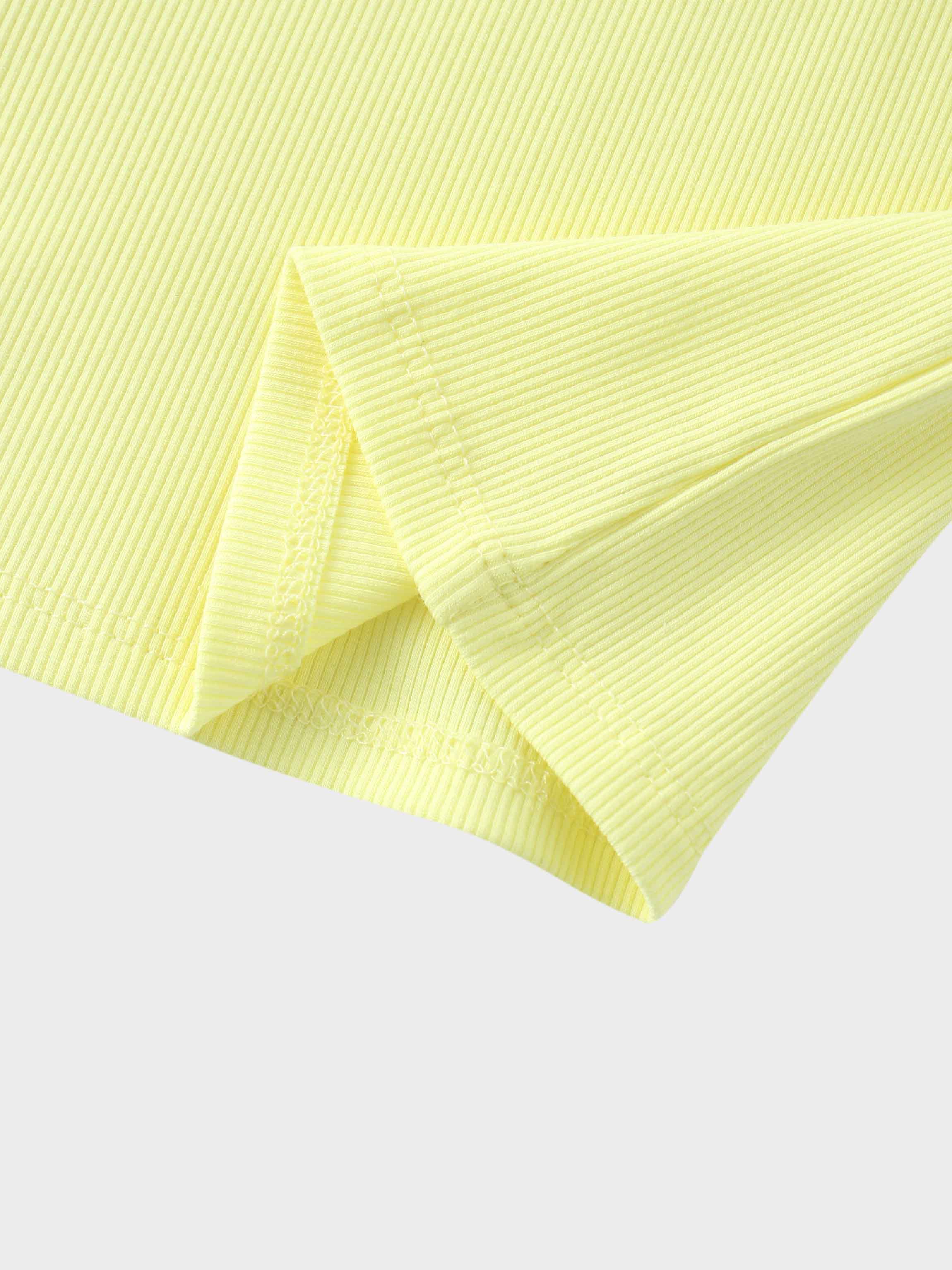 Yellow ribbed fabric detail girls