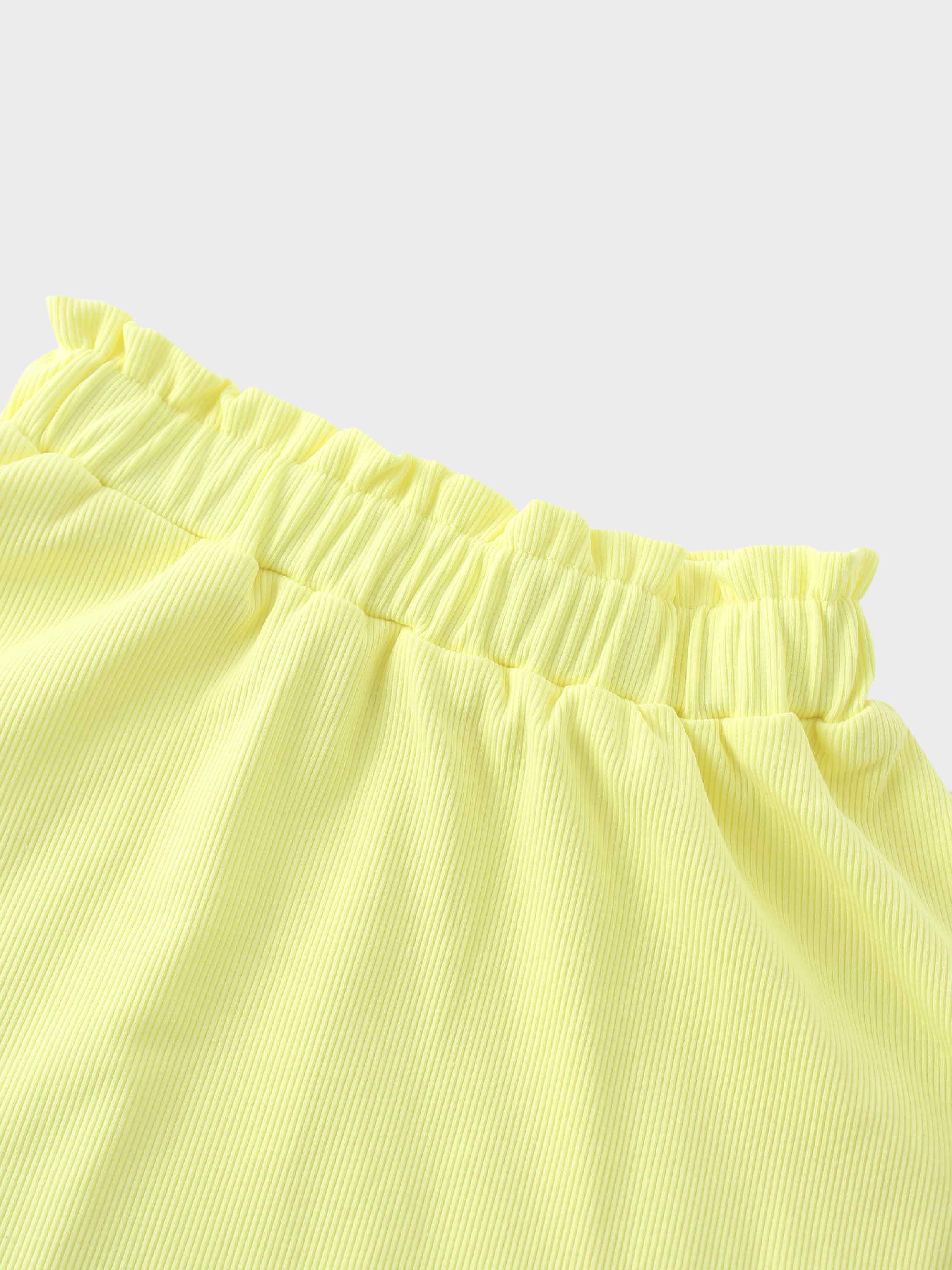 Girls yellow ribbed skirt waistband