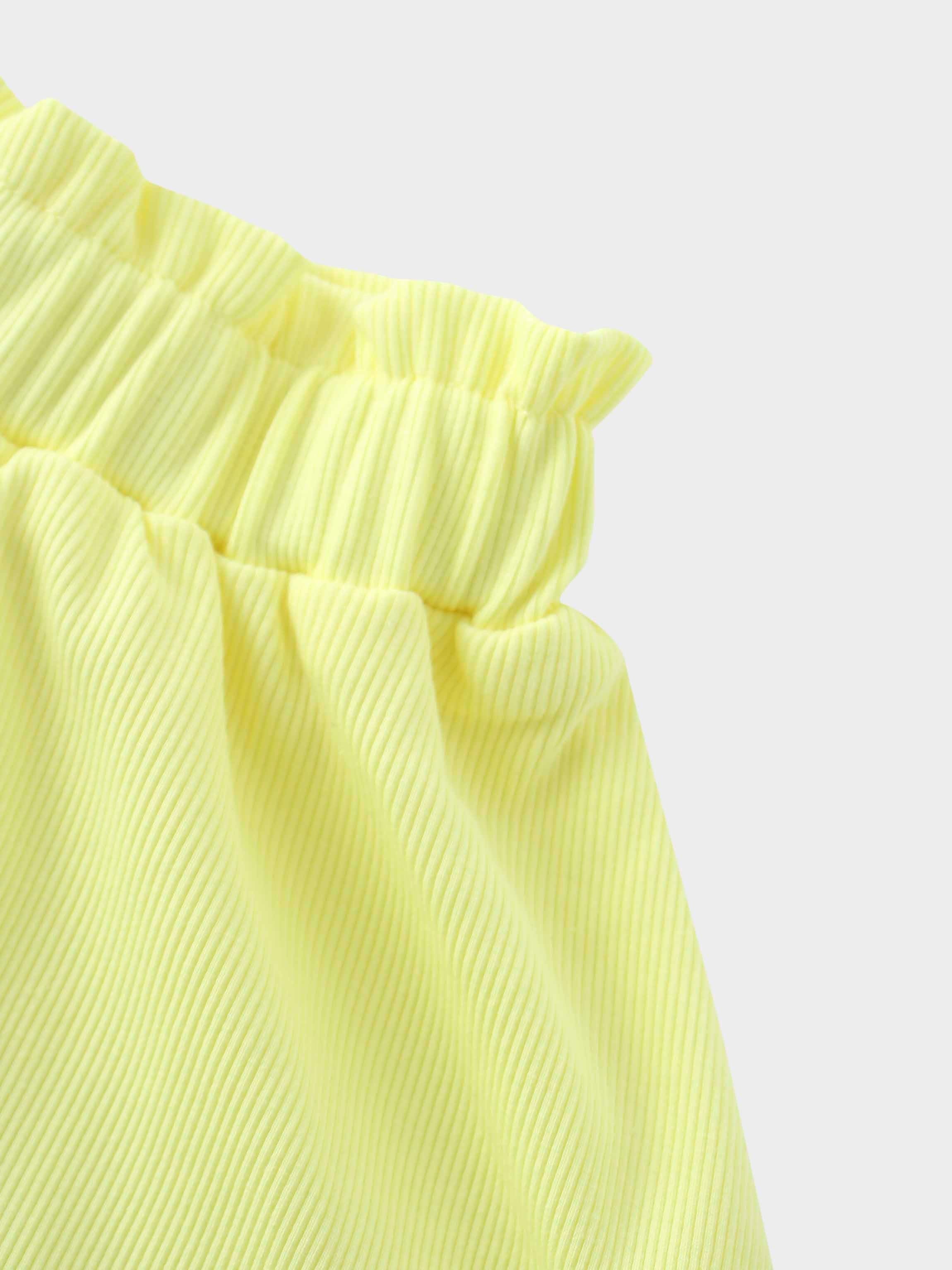 Yellow ribbed skirt elastic waistband girly