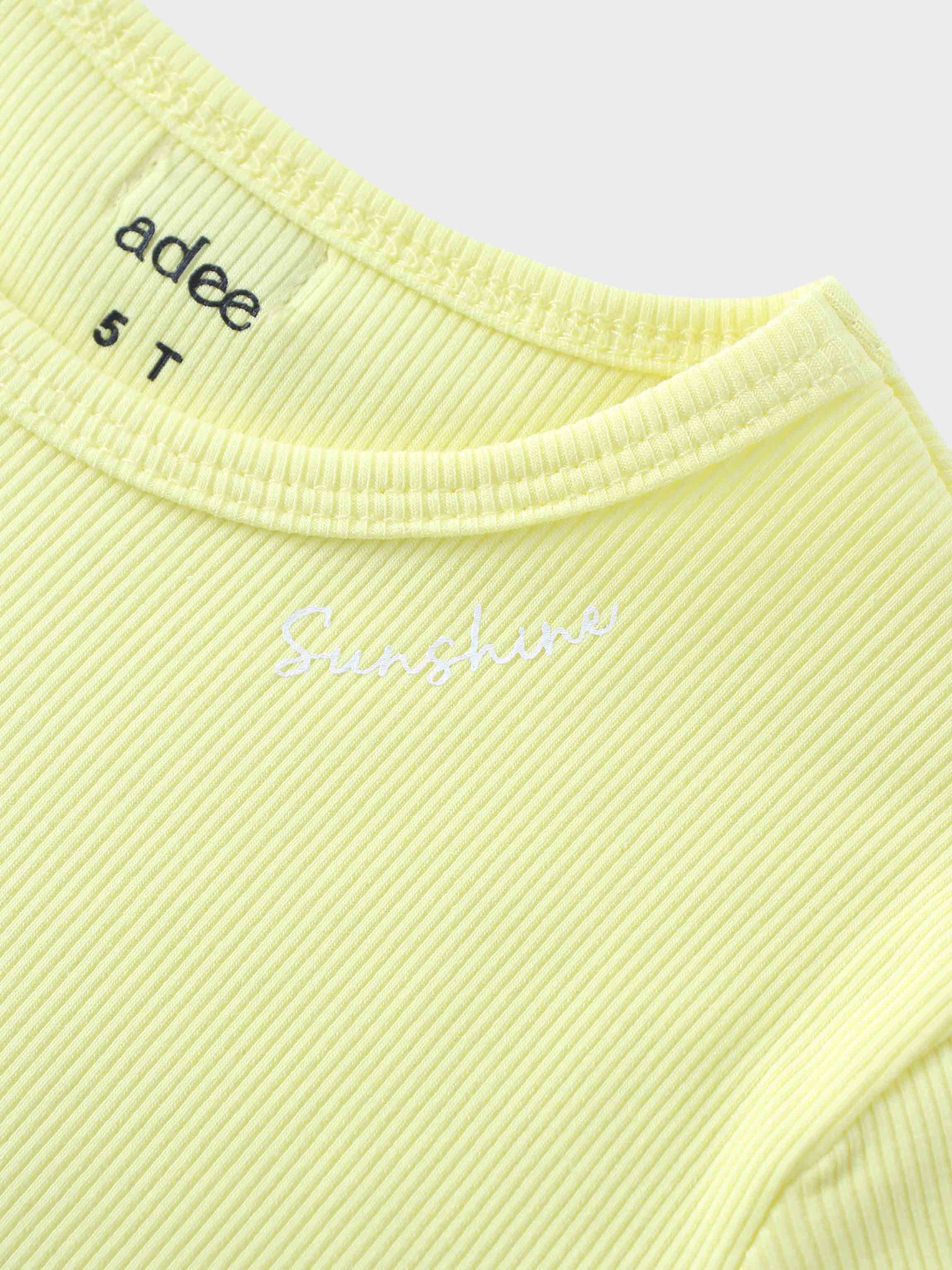 Yellow ribbed T-shirt for boys