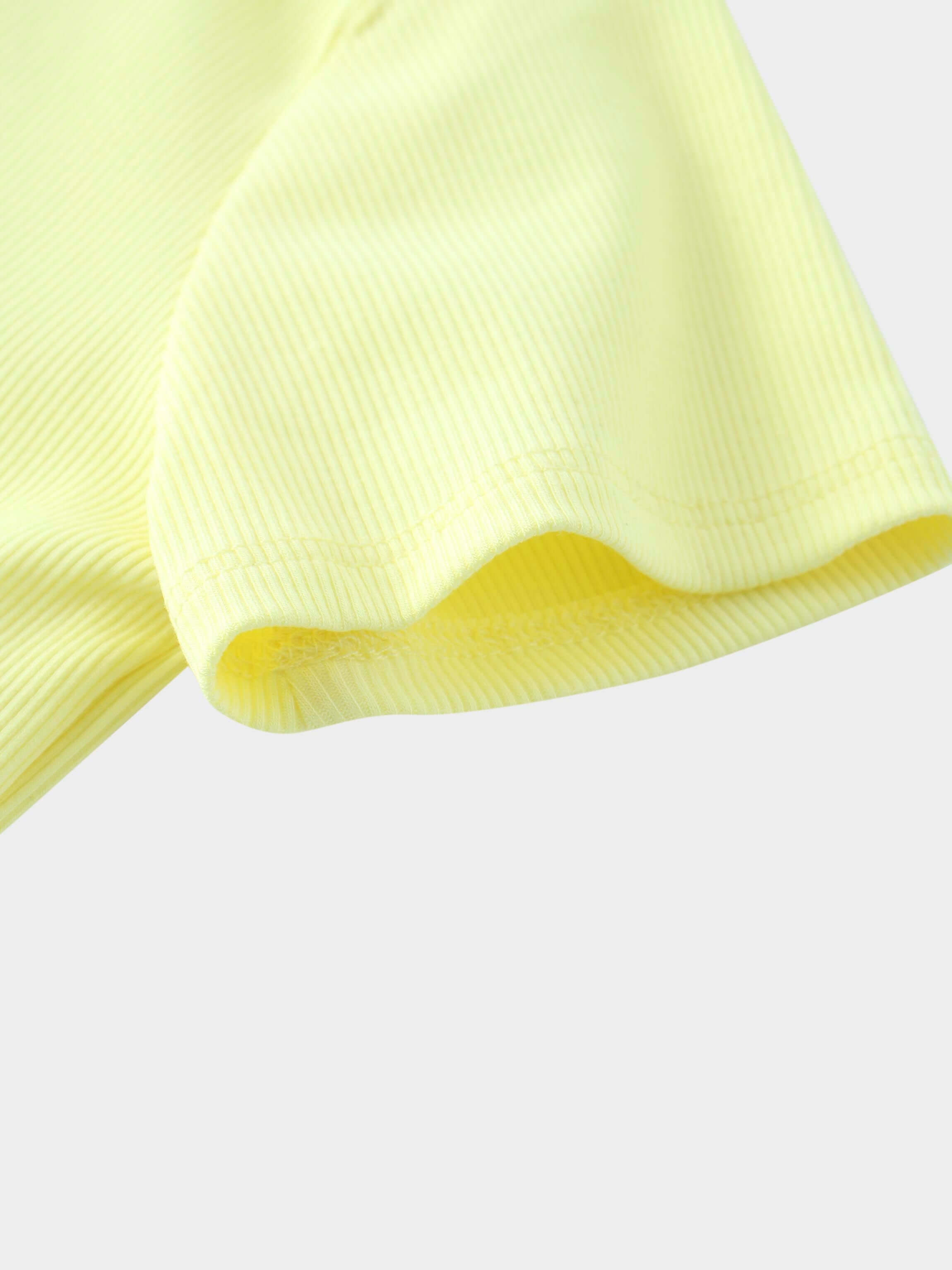 Yellow ribbed short sleeve shirt for kids