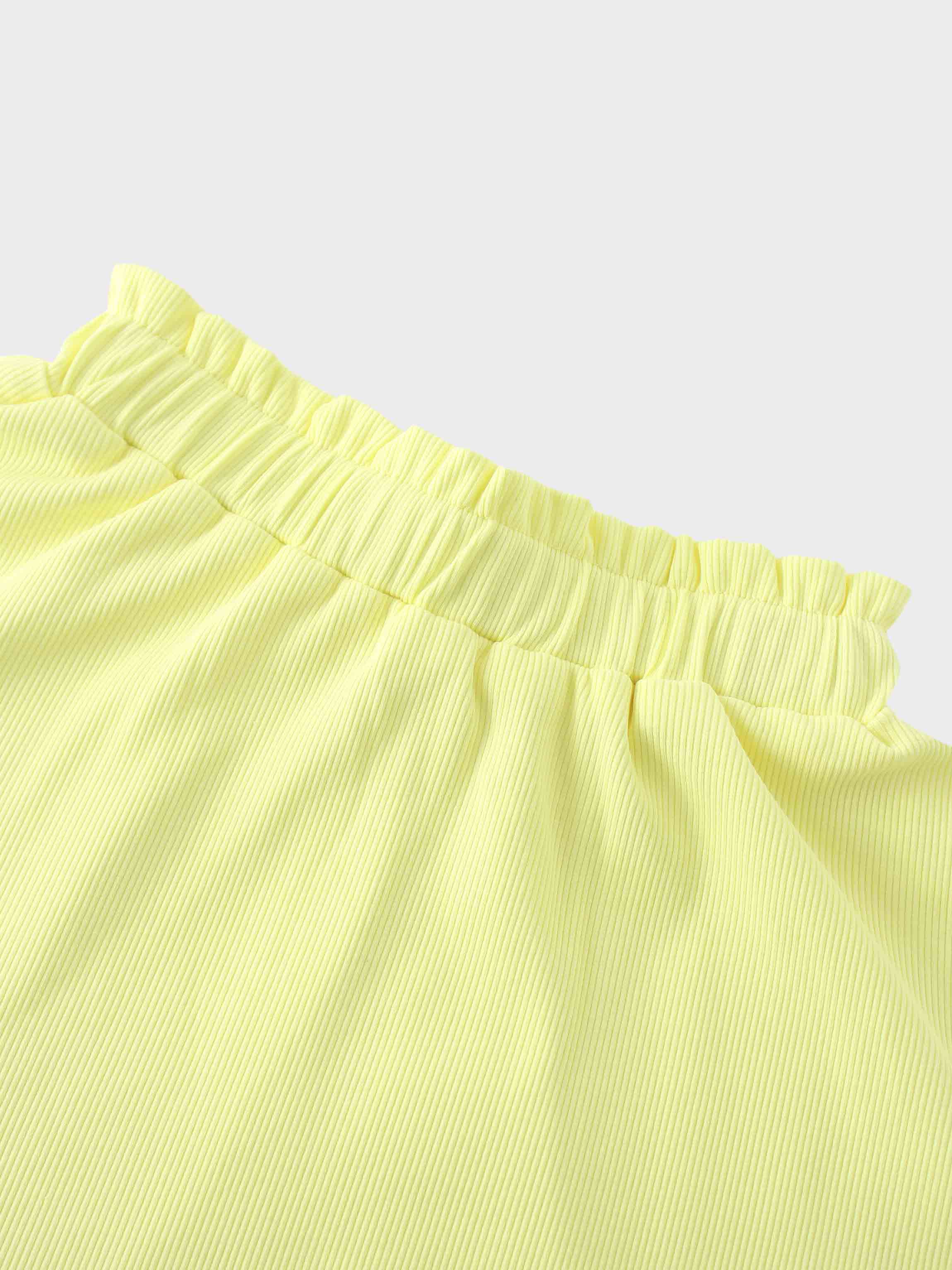 Yellow ribbed skirt waistband detail for girls