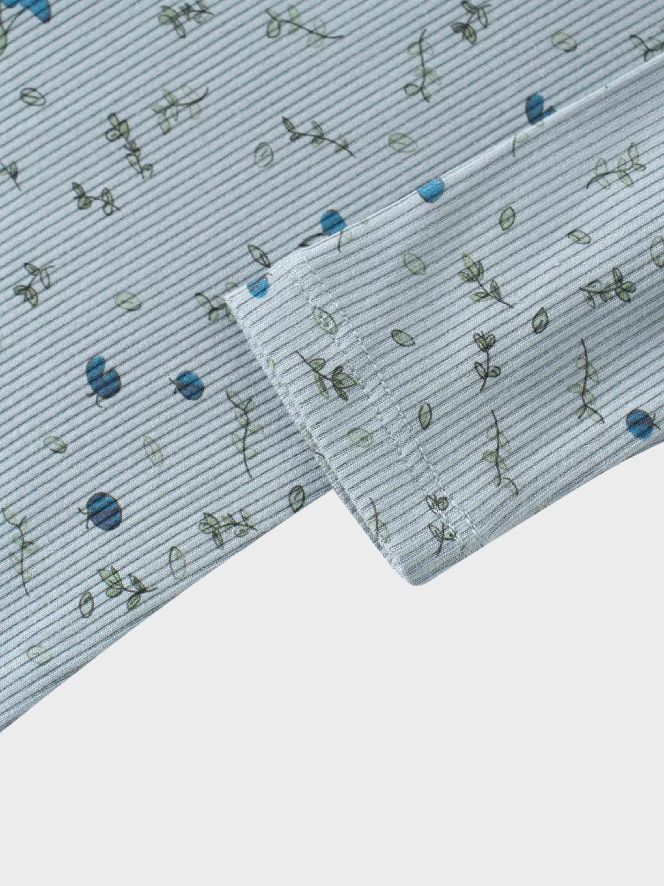 Blue pajama fabric with leaves
