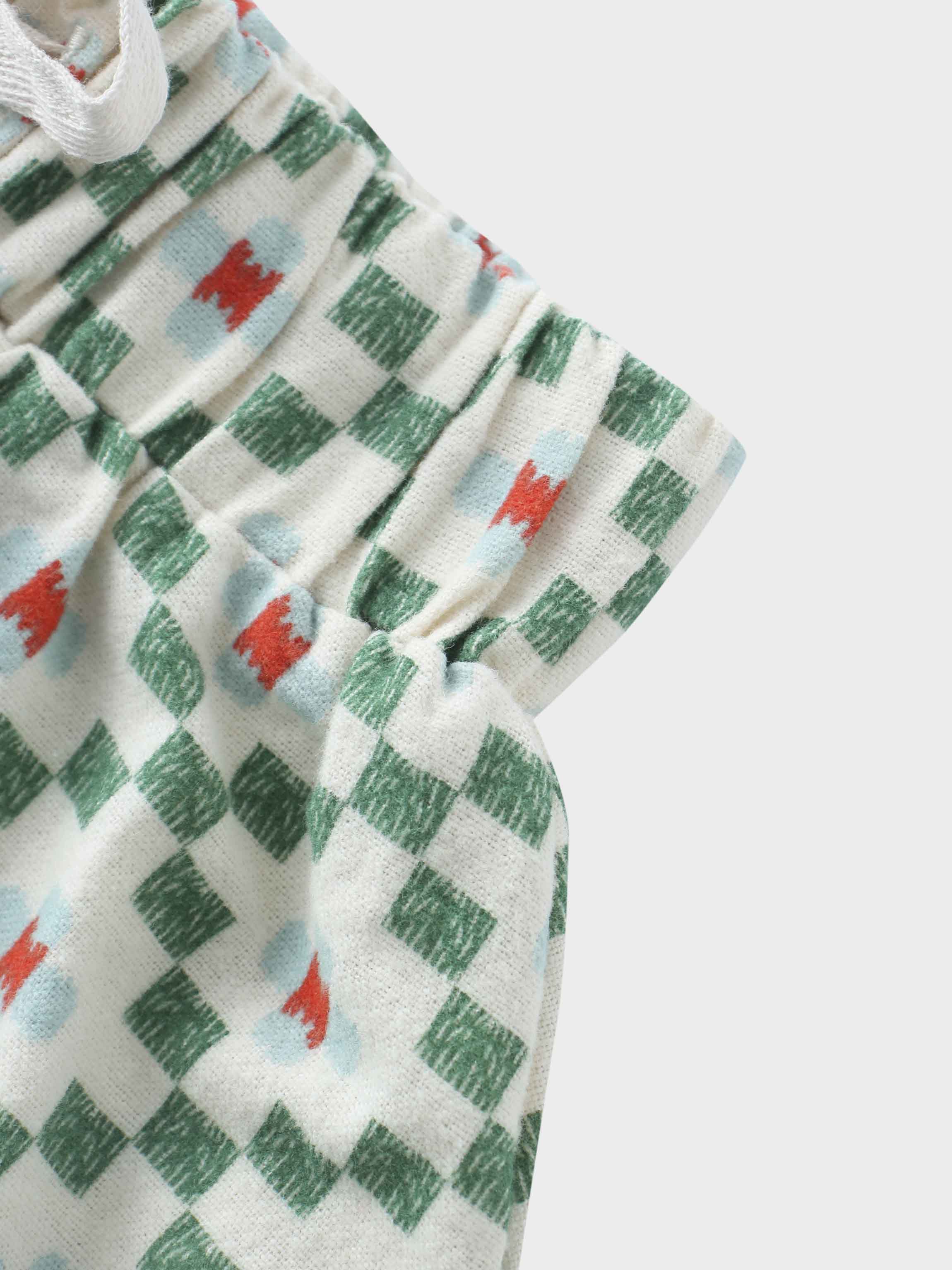 Green diamond patterned cotton skirt