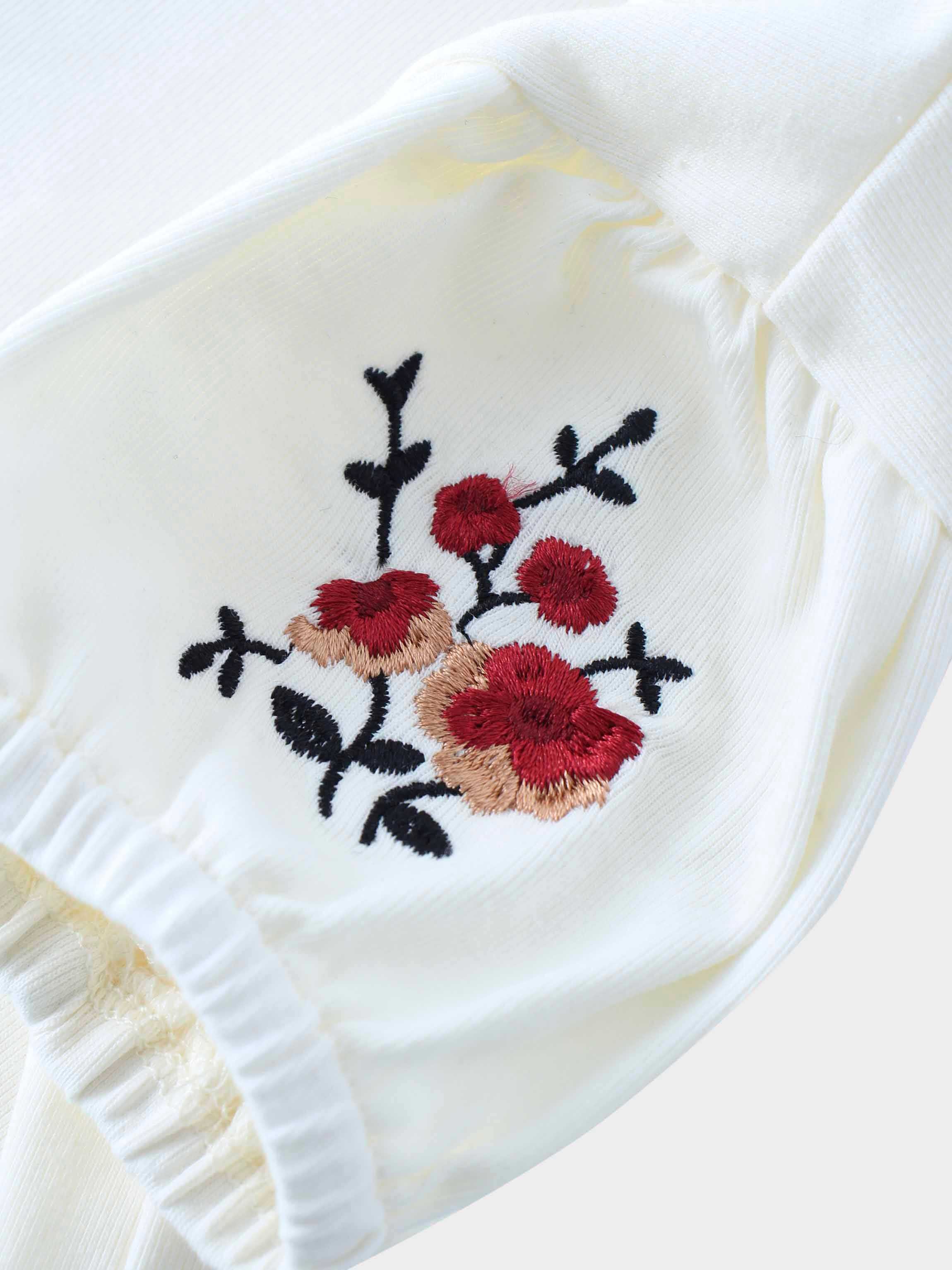 White t-shirt with floral embroidery