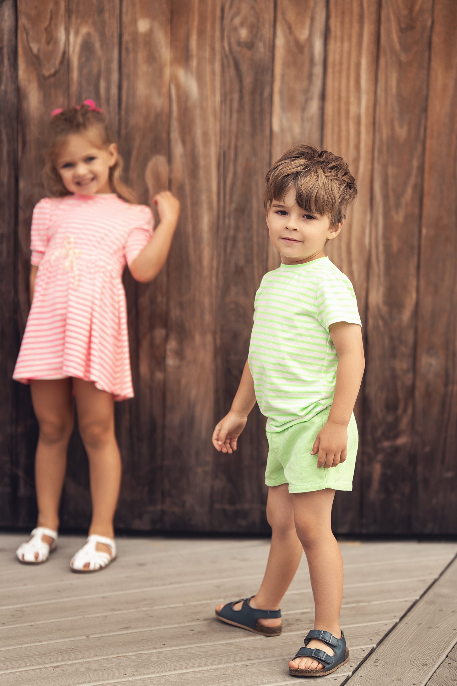 Denim shorts for boys in neon green by Adee brand apparel