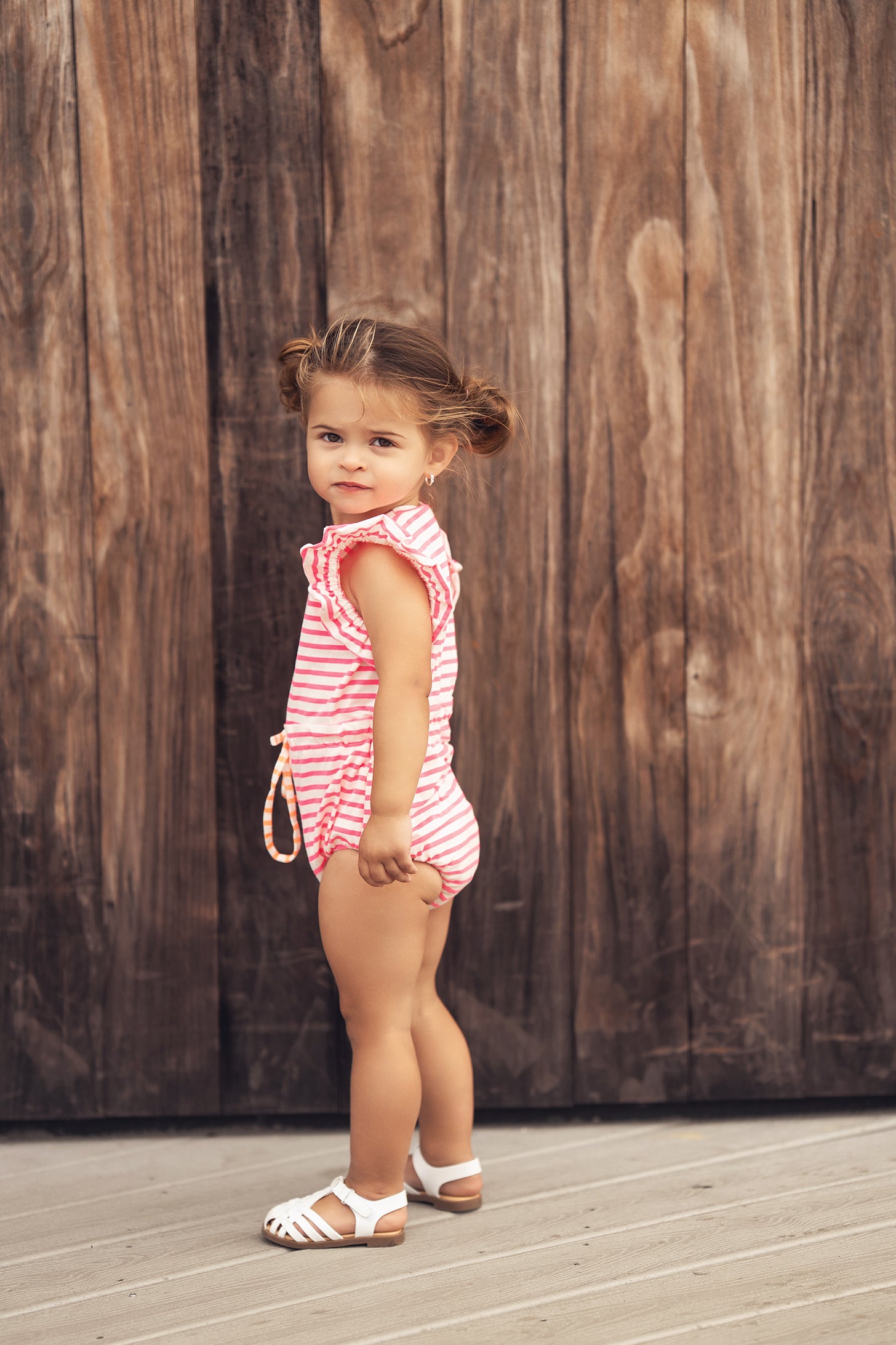 Neon Pink Striped Romper – Adee