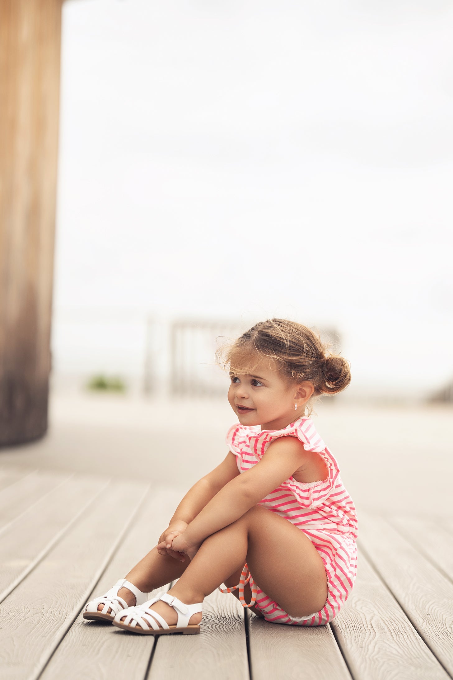 Neon Pink Striped Romper