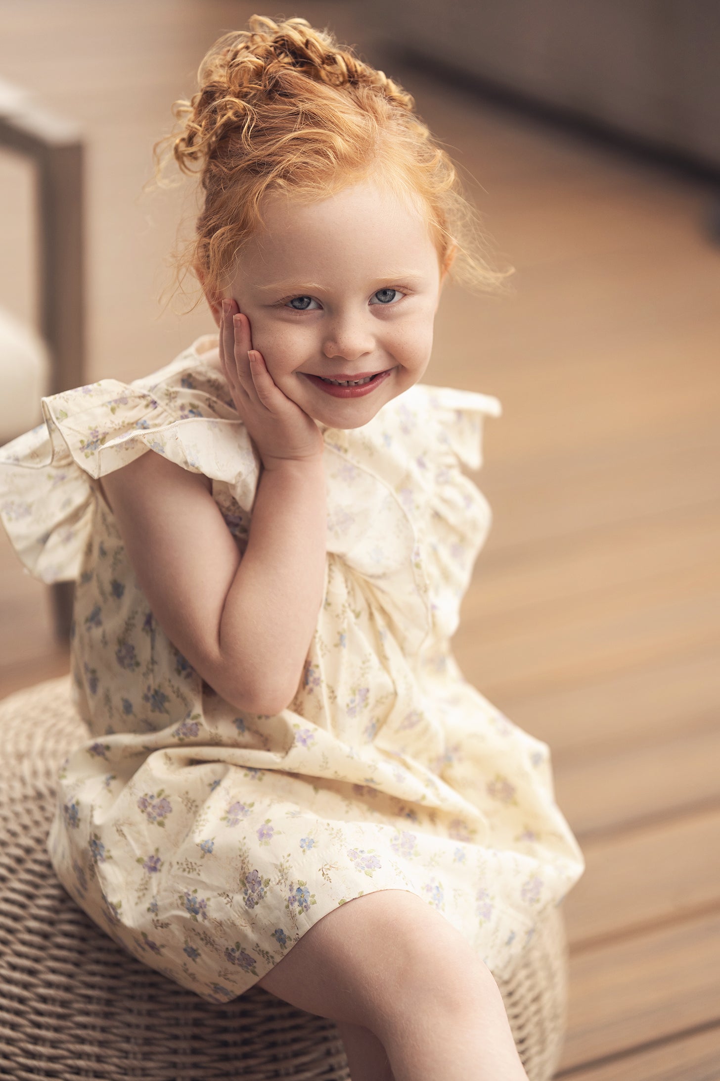 Ivory Flower Dress - 3/4 Sleeve