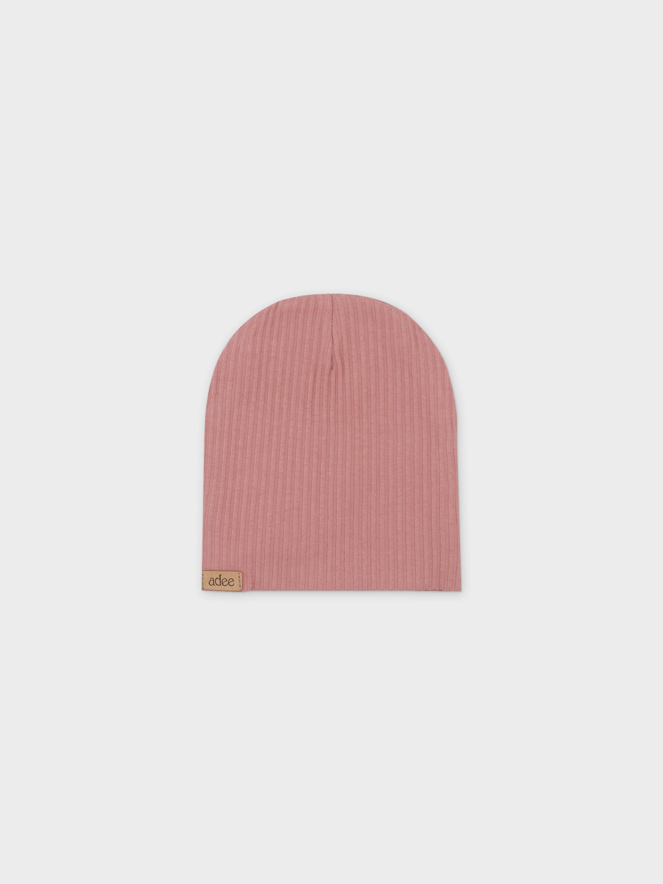 Thin ribbed pink baby hat