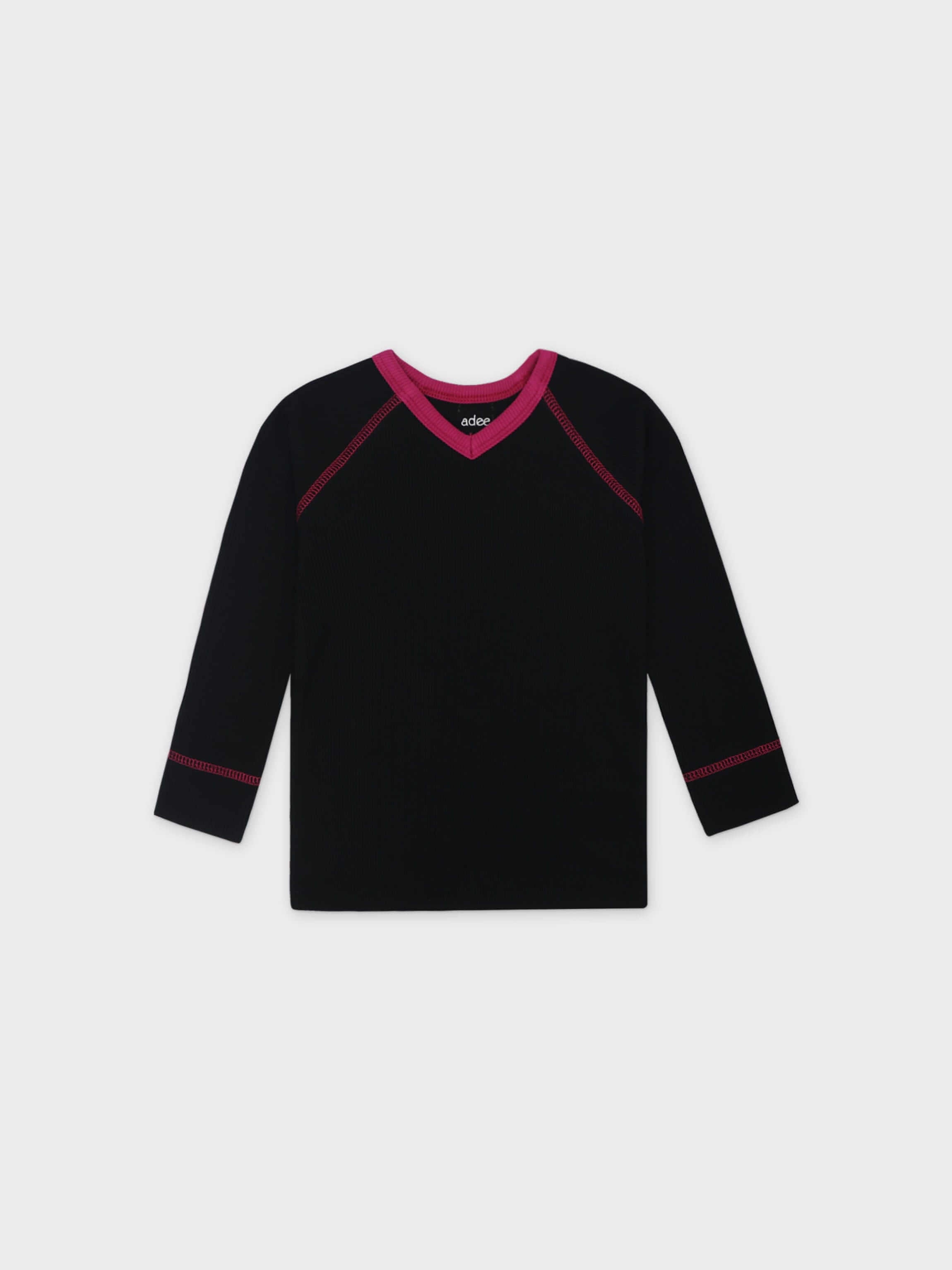 V-neck black girls pajamas top