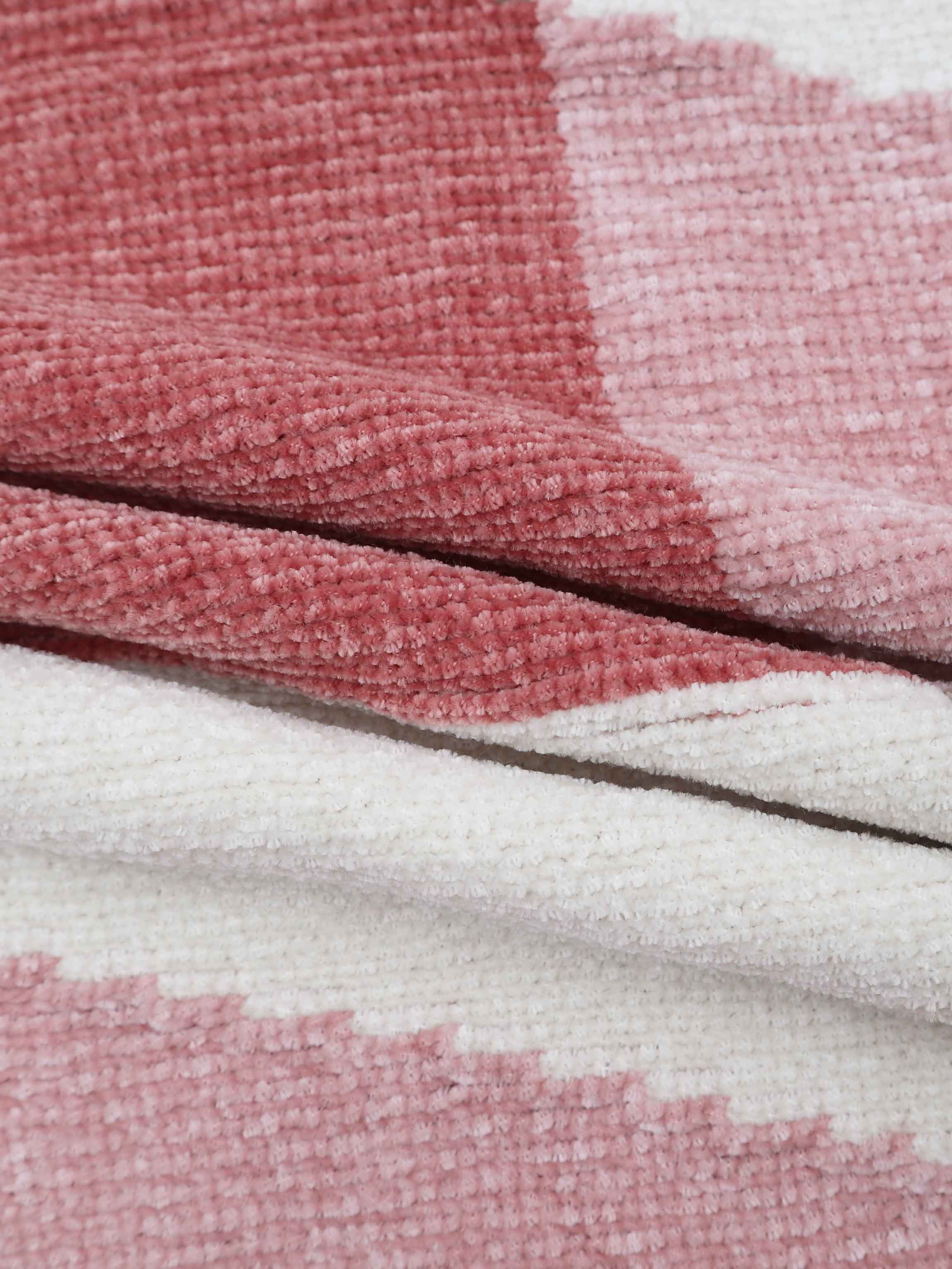 pink and off-white cozy crochet baby blanket modern