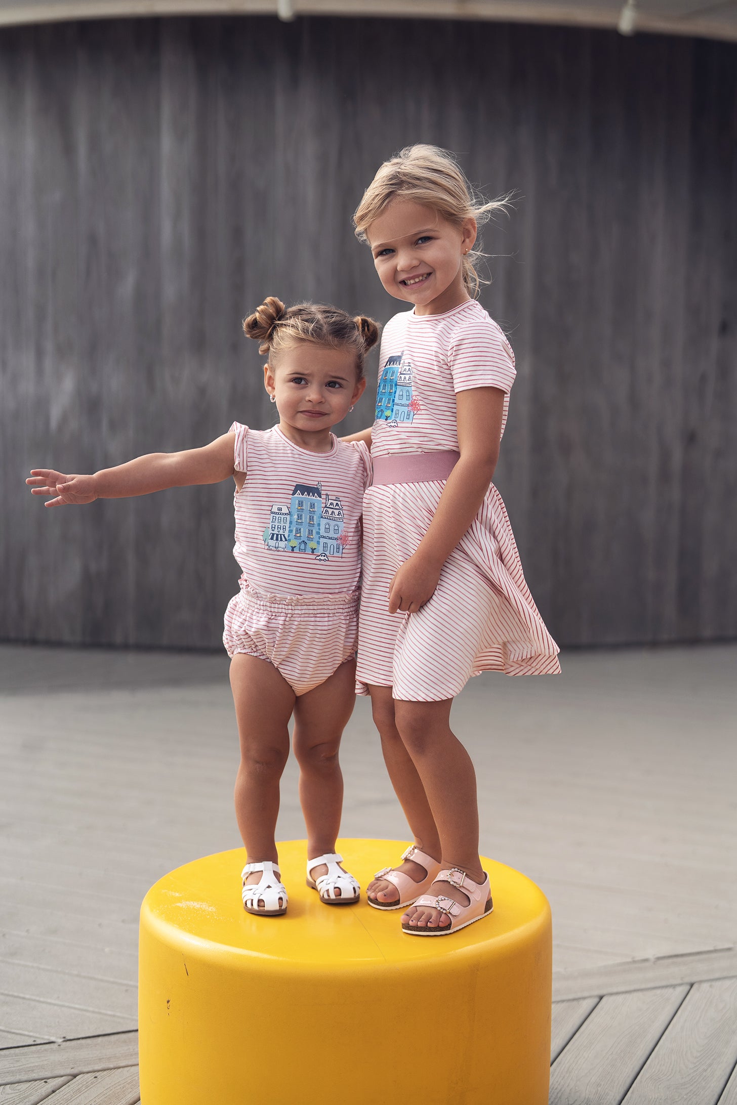 Little Paris Short Sleeve T-Shirt by Adee; pink striped girls&