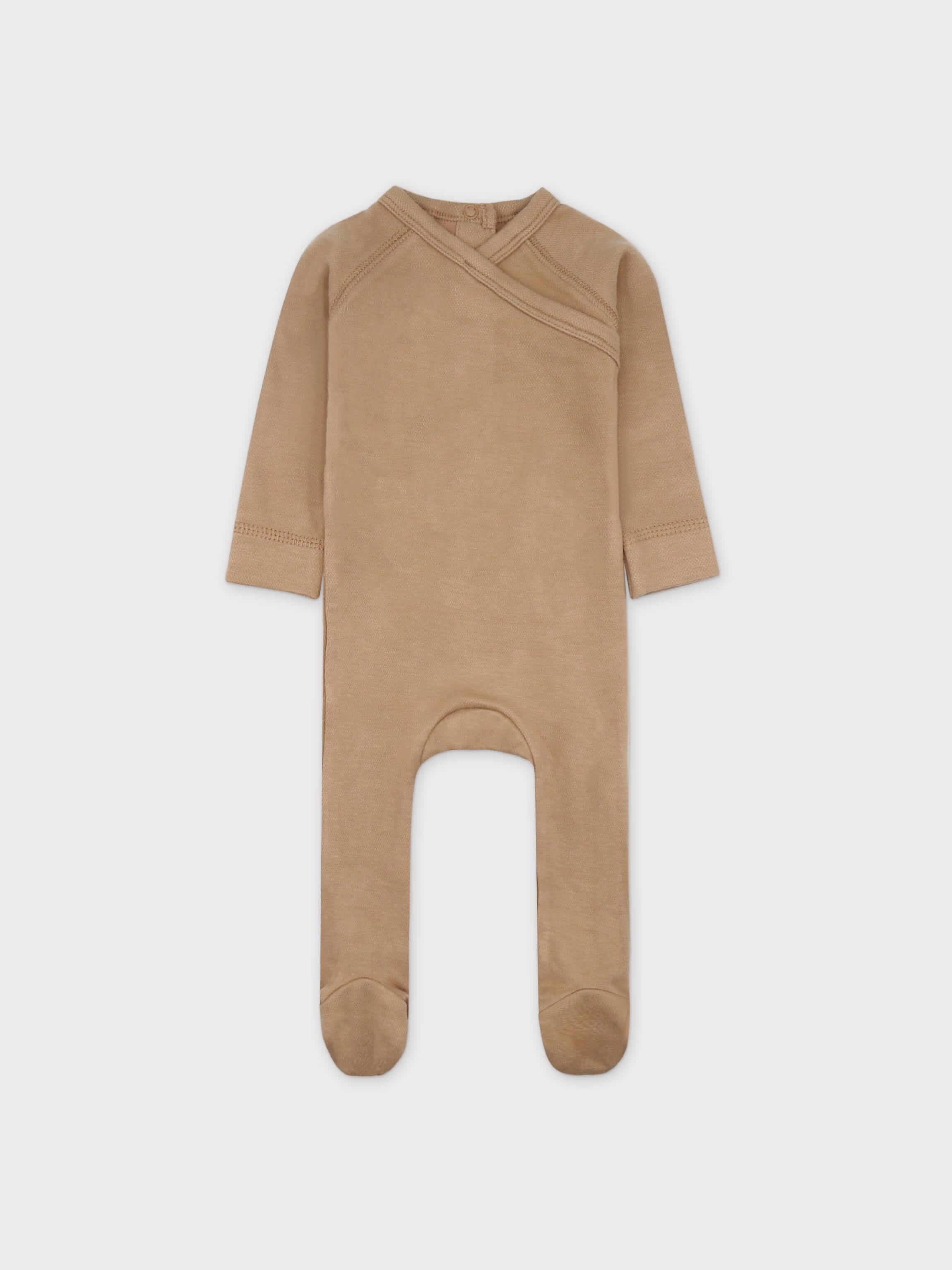 Crossover twill stretchy unisex sleeper in taupe by Adee
