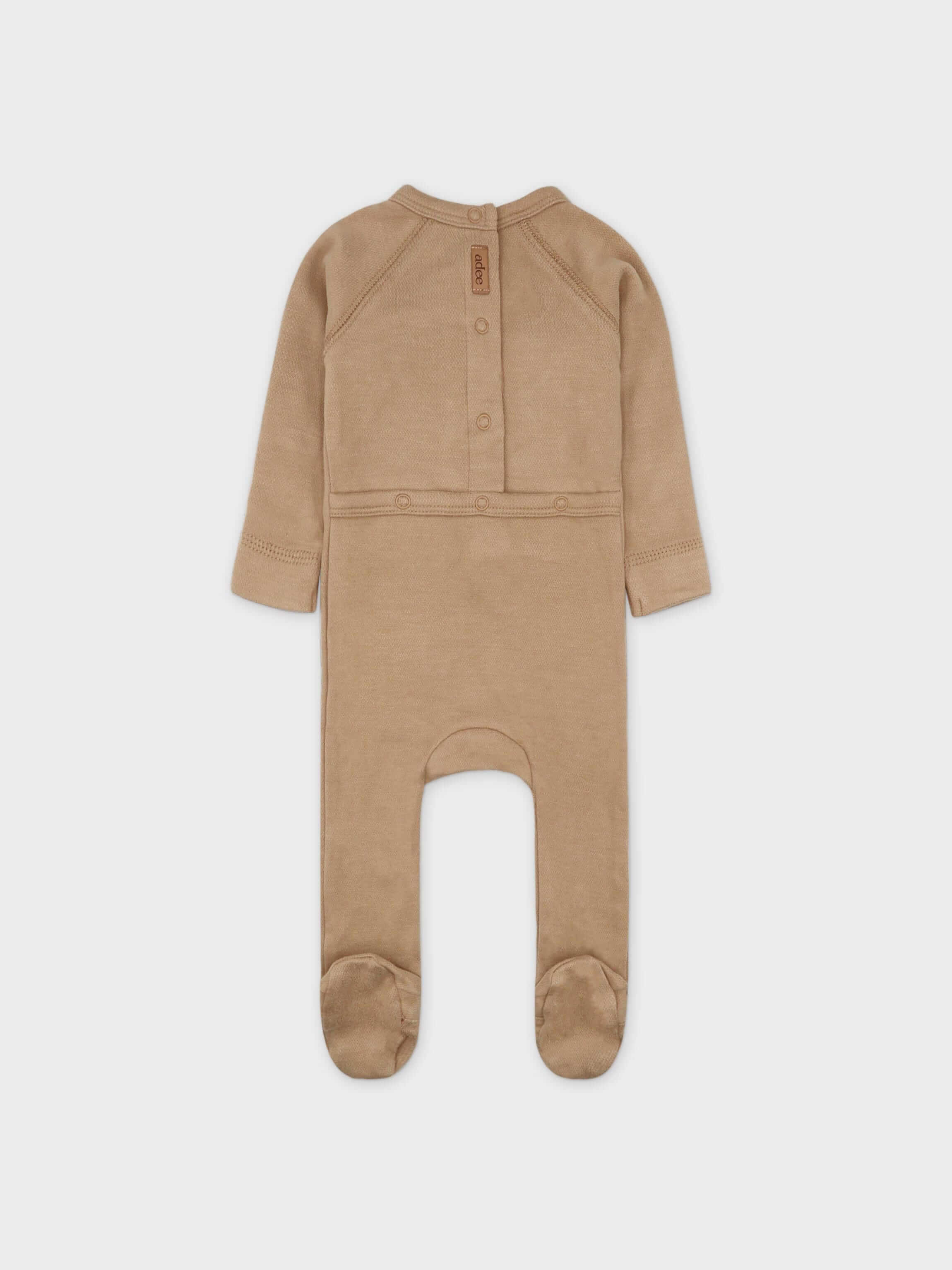 Crossover Twill Stretchy unisex romper in taupe by Adee