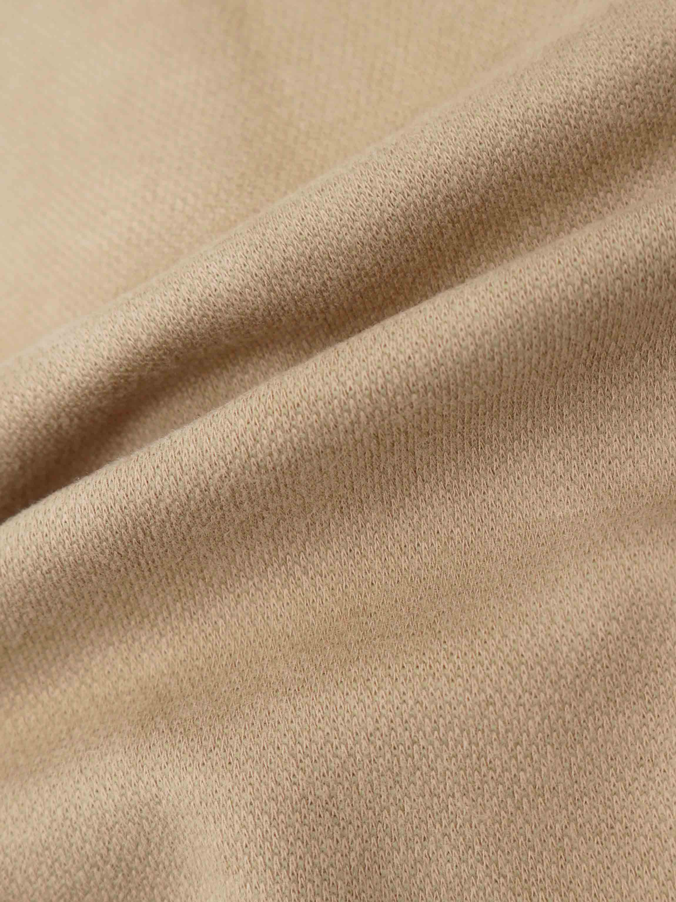 Crossover Twill Stretchy & Bonnet-Taupe unisex stretchies fabric close-up in taupe knit texture, Adee