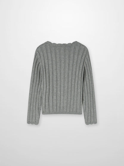 Knit cardigan for girls, grey rib-knit fabric, dressy top