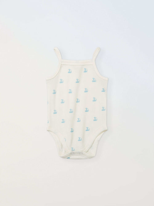 Solid White Undershirt With Little Sailboats - 2 Pack
