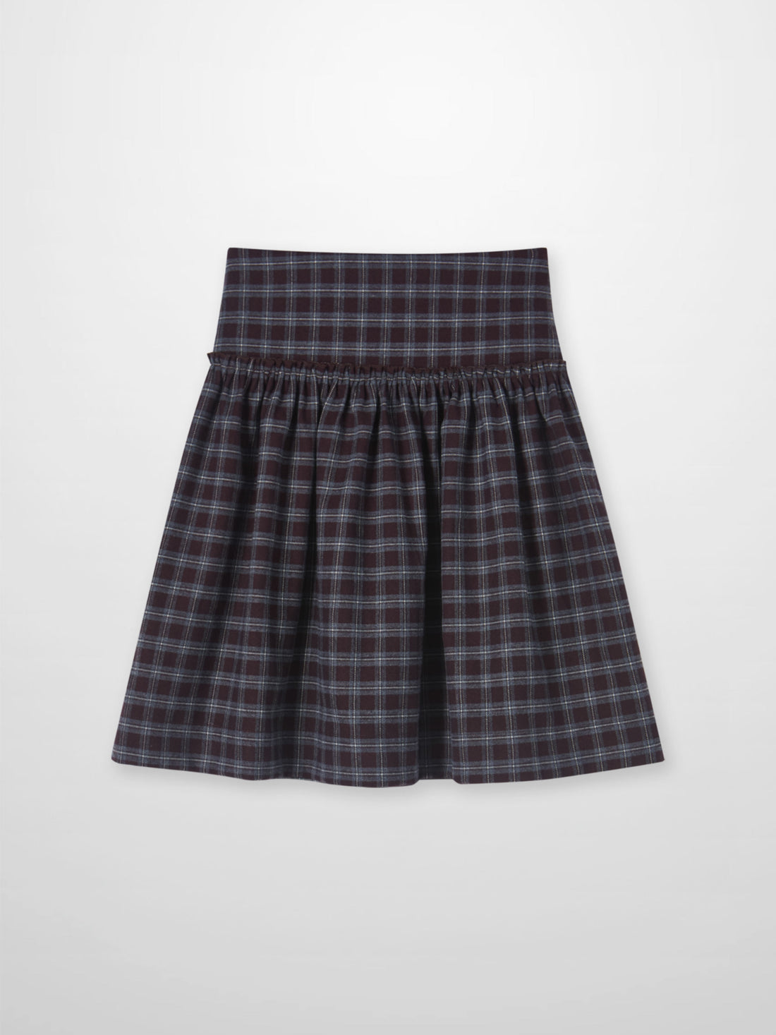 Drop Waist Plaid Skirt in burgundy for girls by Adee, dressy plaid design.
